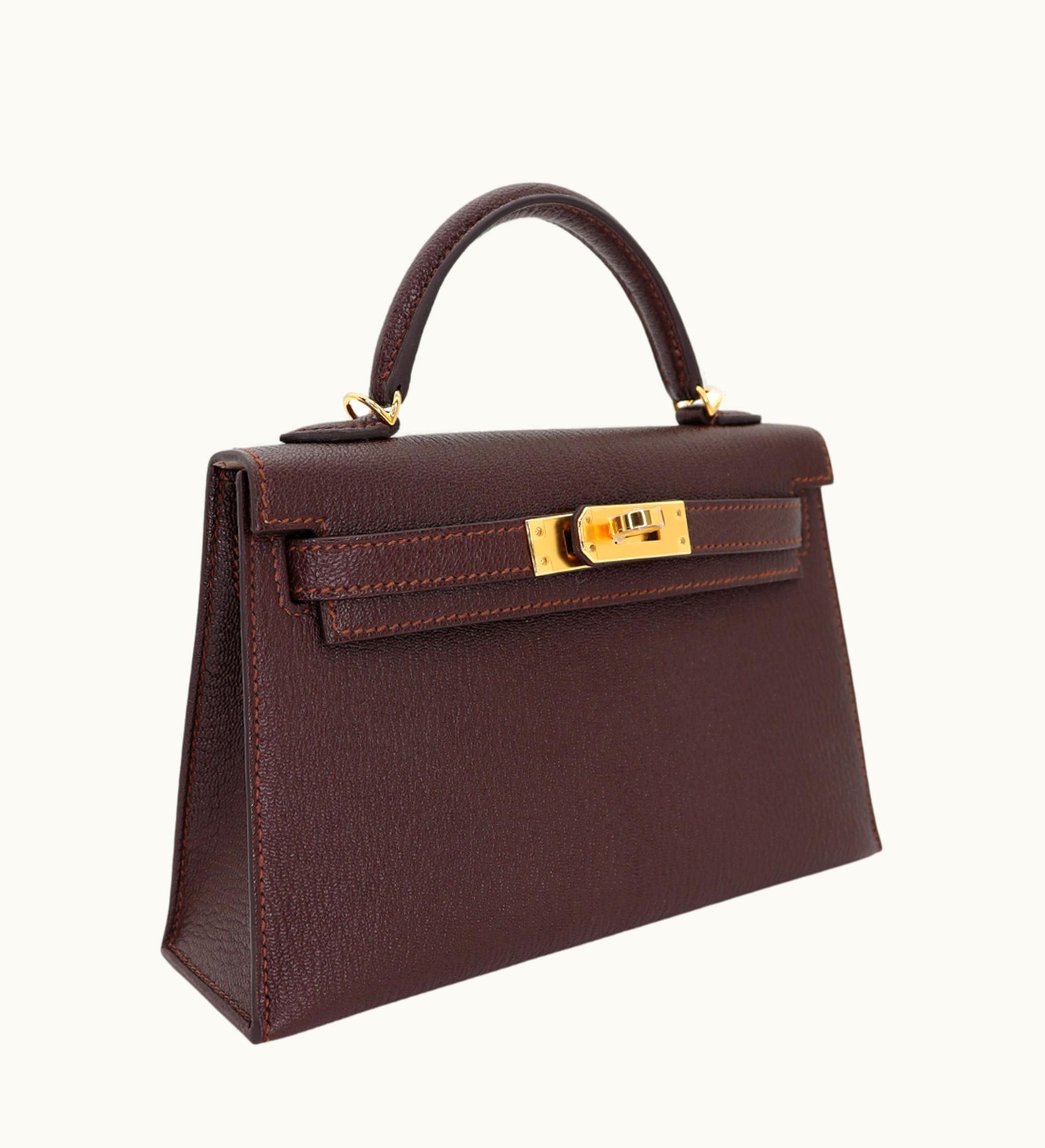 Hermès Hermès Kelly 20cm Mini - Havane - Clemence - Sellier - Gold (GHW)