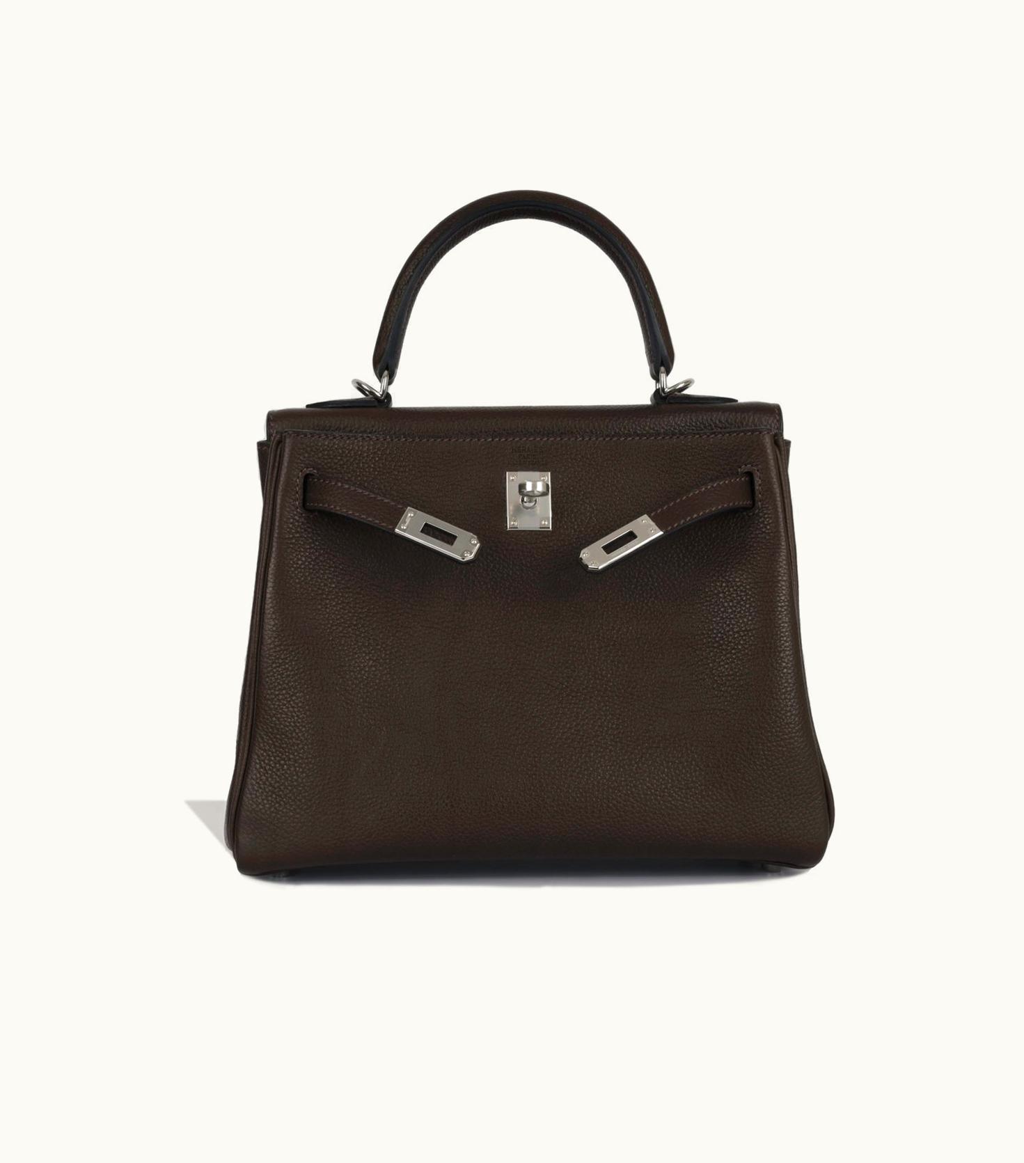 Hermès Hermès Kelly 20cm Mini - Ebene - Togo - Retourne - Palladium (PHW)