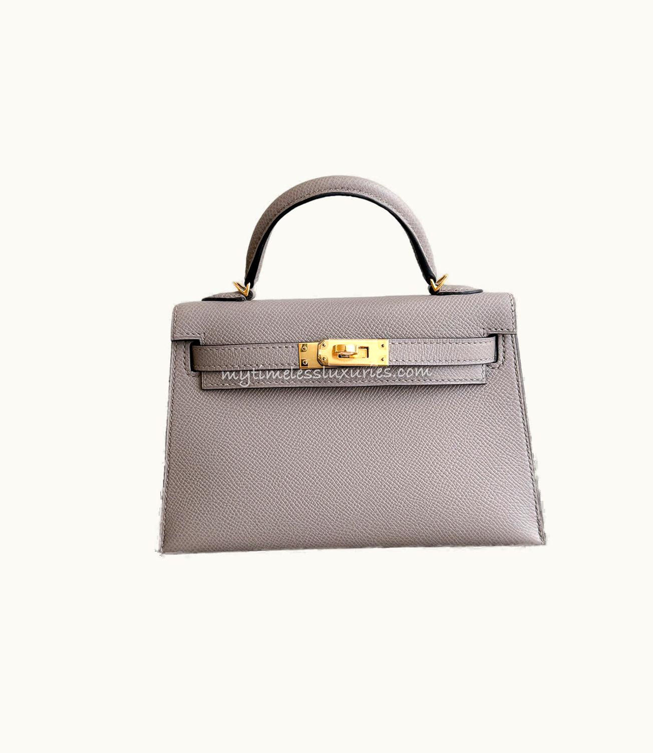 Hermès Hermès Kelly 20cm Mini - Gris Asphalt - Clemence - Retourne - Gold (GHW)