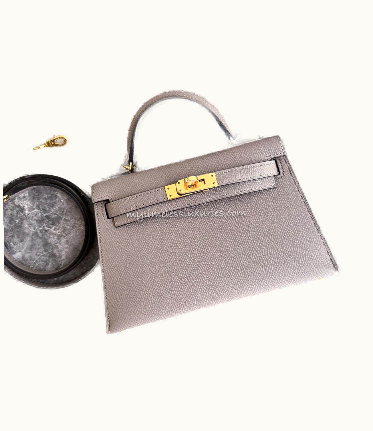 Hermès Hermès Kelly 20cm Mini - Gris Asphalt - Swift - Sellier - Gold (GHW)