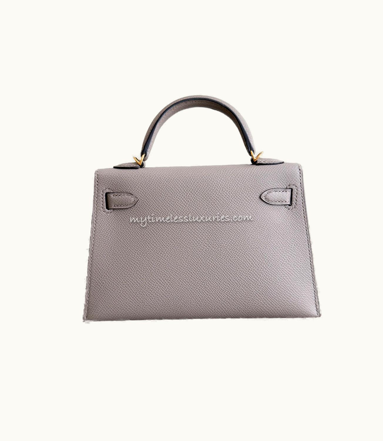 Hermès Hermès Kelly 20cm Mini - Gris Asphalte - Swift - Sellier - Gold (GHW)