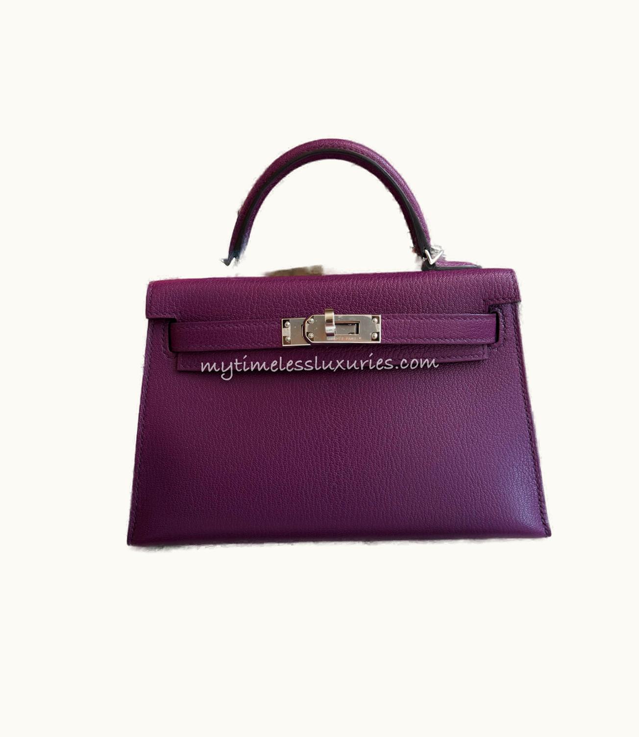 Hermès Hermès Kelly 20cm Mini - Anemone - Swift - Sellier - Palladium (PHW)
