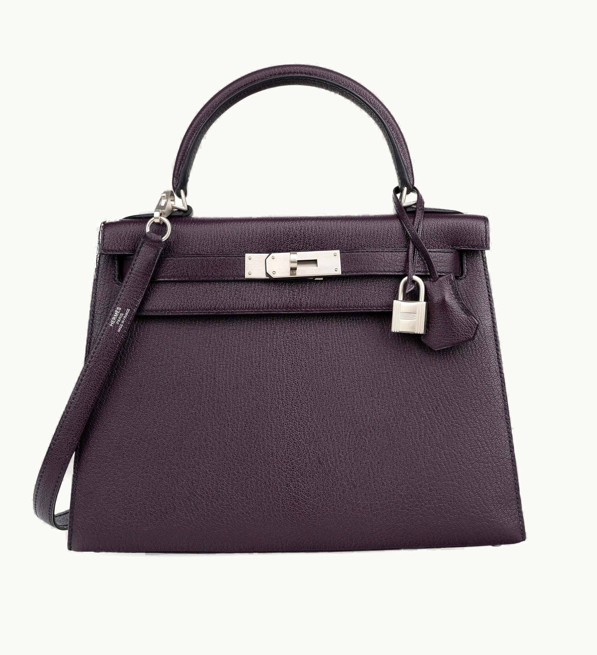 Hermès Hermès Kelly 20cm Mini - Raisin - Clemence - Retourne - Palladium (PHW)