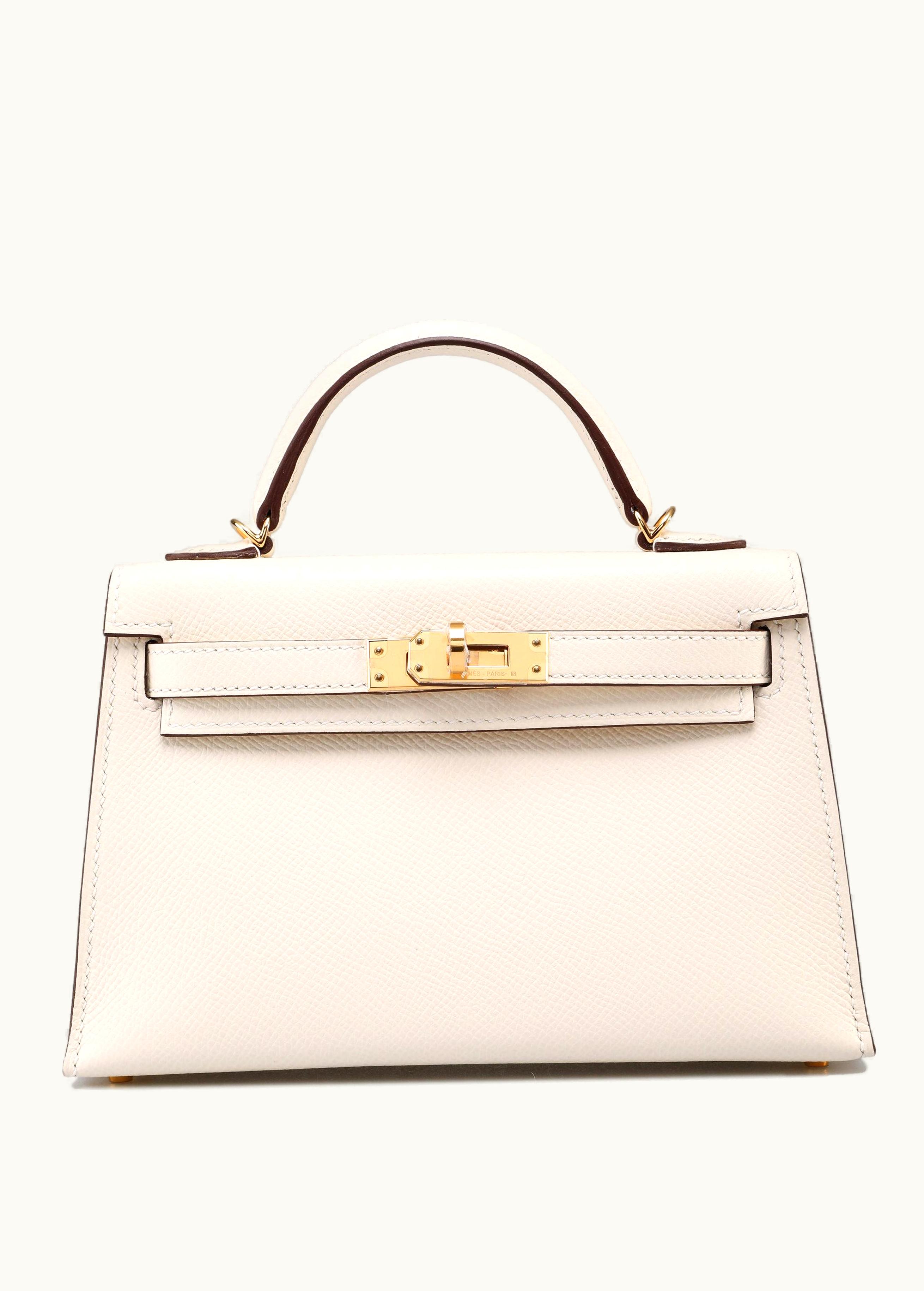 Hermès Hermès Kelly 20cm Mini - Nata - Epsom - Retourne - Gold (GHW)
