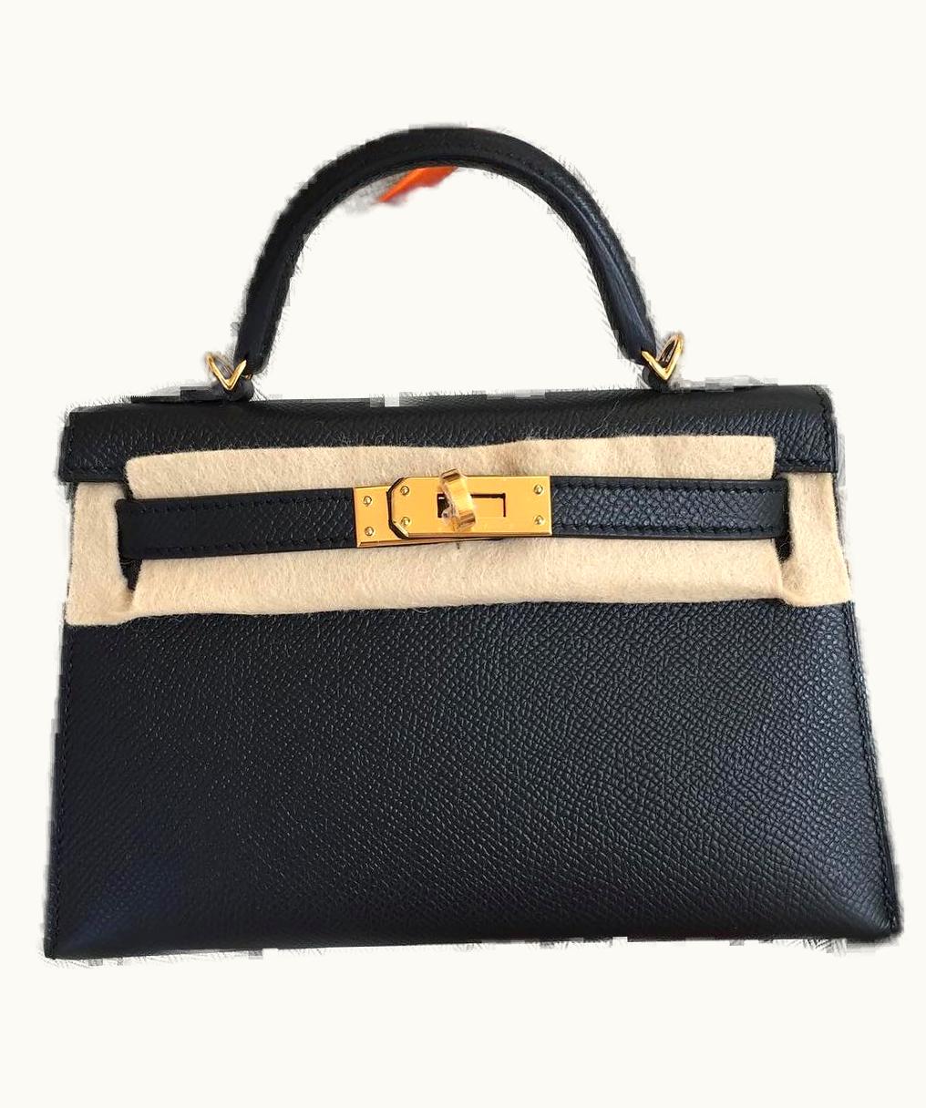 Hermès Hermès Kelly 20cm Mini - Noir - Swift - Retourne - Gold (GHW)