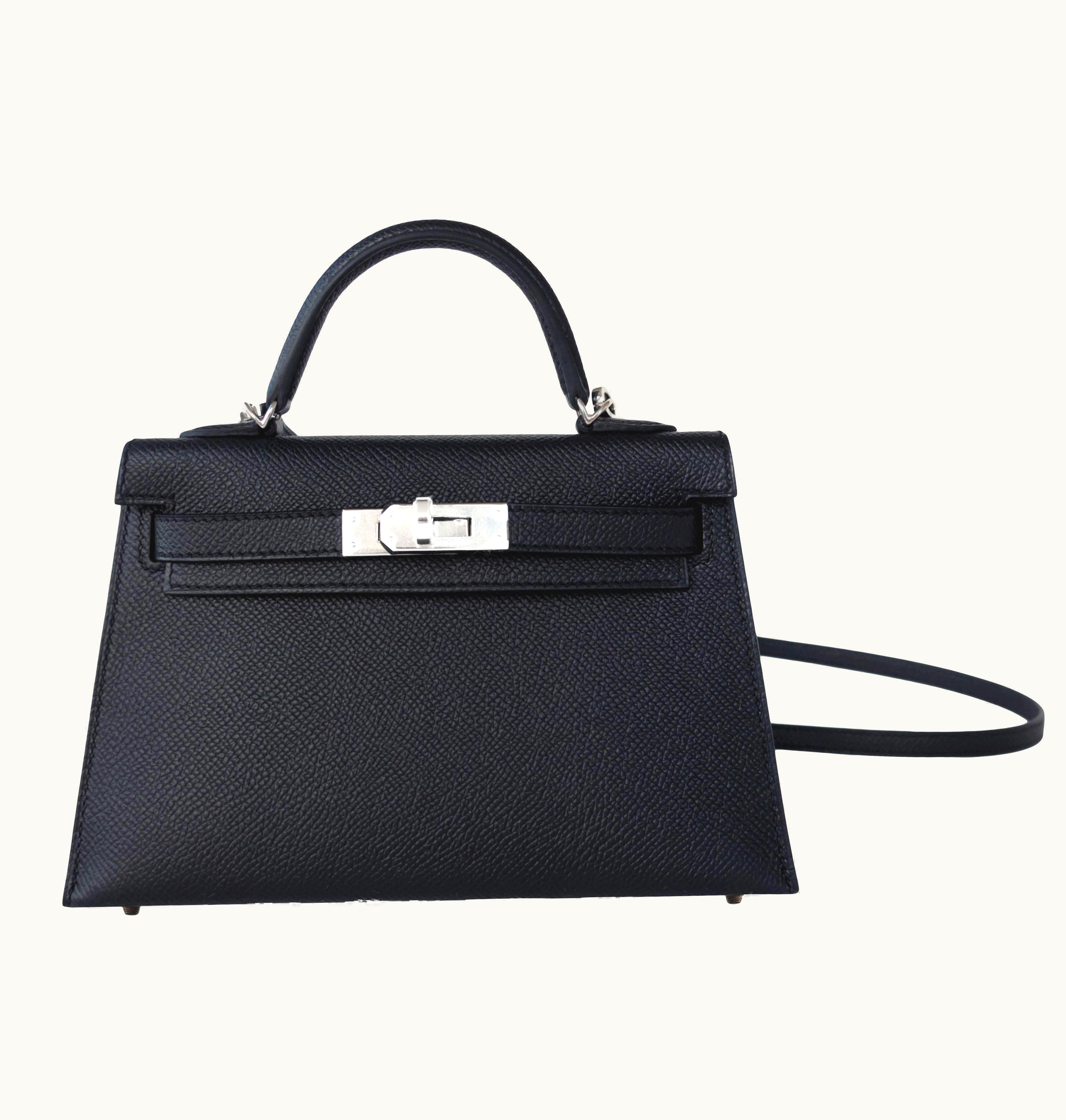 Hermès Hermès Kelly 20cm Mini - Black - Clemence - Retourne - Palladium (PHW)