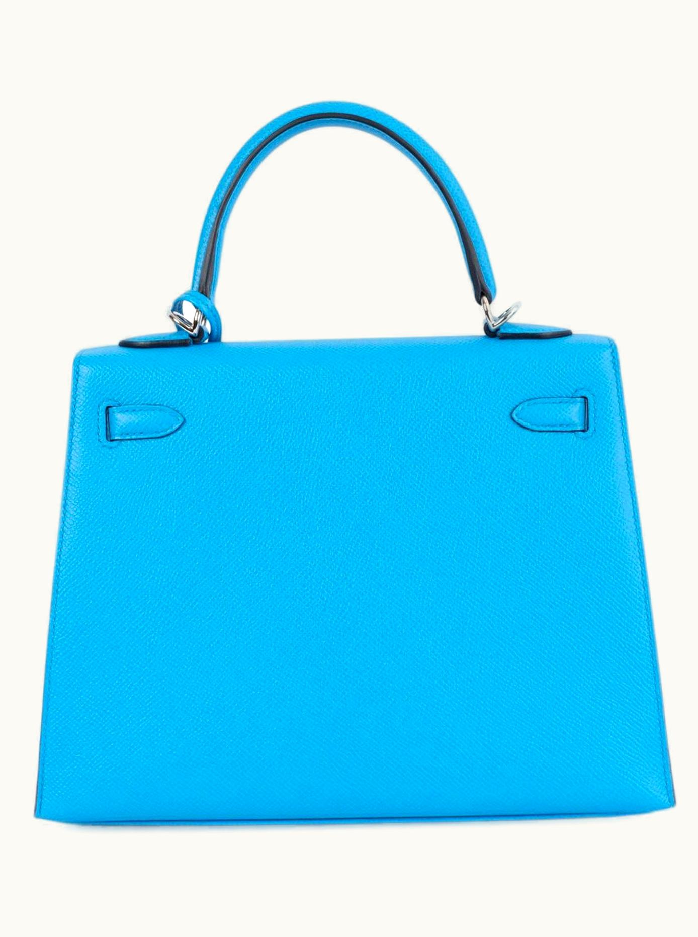 Hermès Hermès Kelly 25cm - Bleu Frida - Swift - Retourne - Palladium (PHW)