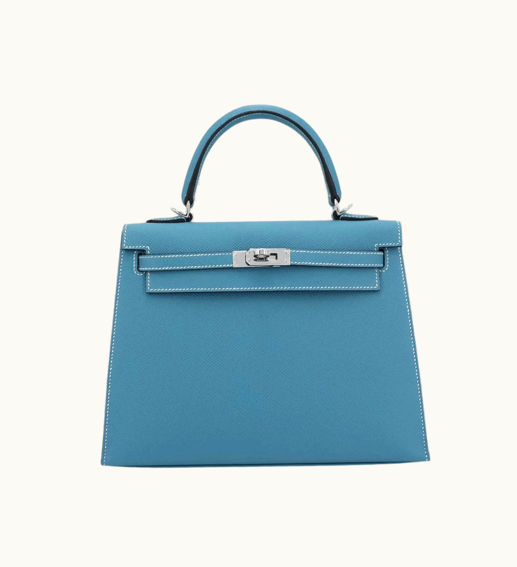 Hermès Hermès Kelly 25cm - Bleu Jean - Swift - Sellier - Palladium (PHW)