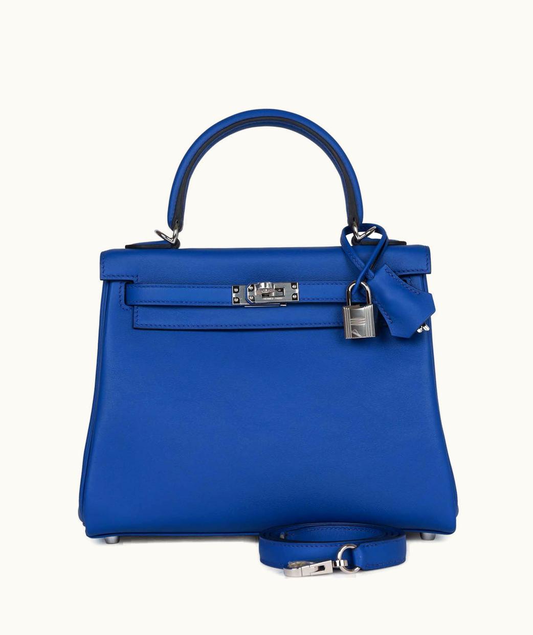 Hermès Hermès Kelly 25cm - Bleu Royal - Clemence - Retourne - Palladium (PHW)