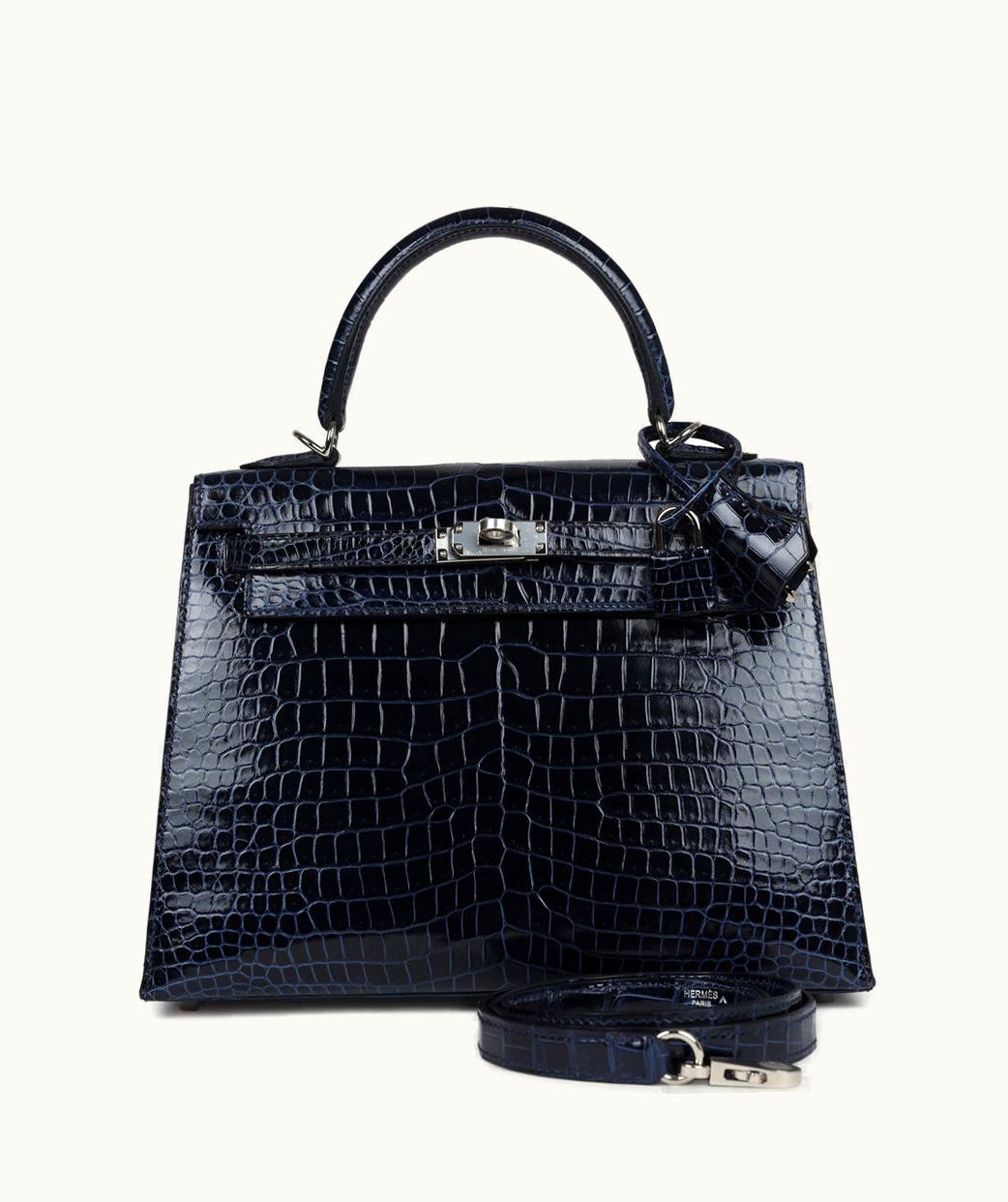 Hermès Hermès Kelly 25cm - Bleu Marine - Swift - Sellier - Palladium (PHW)
