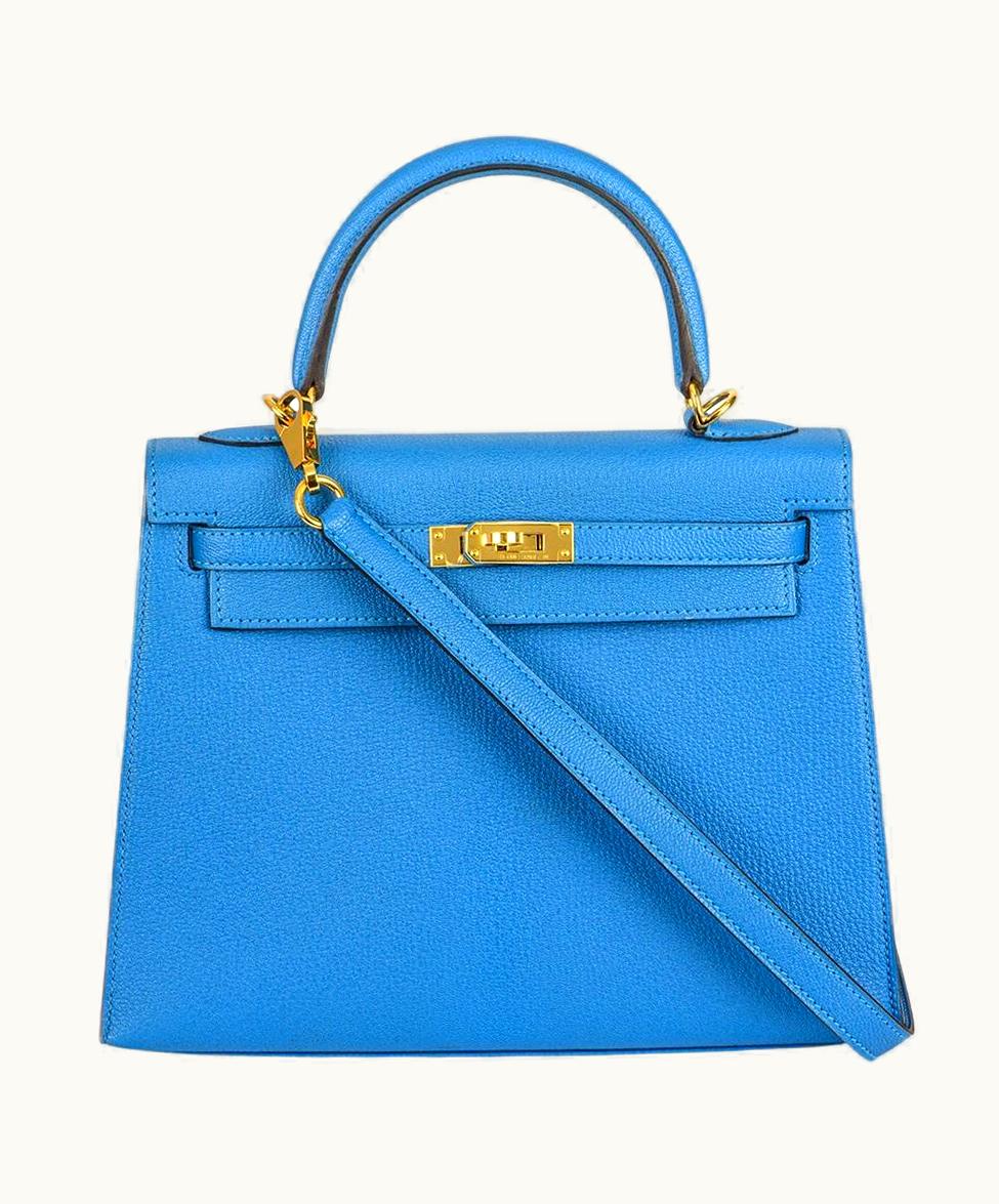 Hermès Hermès Kelly 25cm - Bleu Zanzibar - Clemence - Retourne - Gold (GHW)