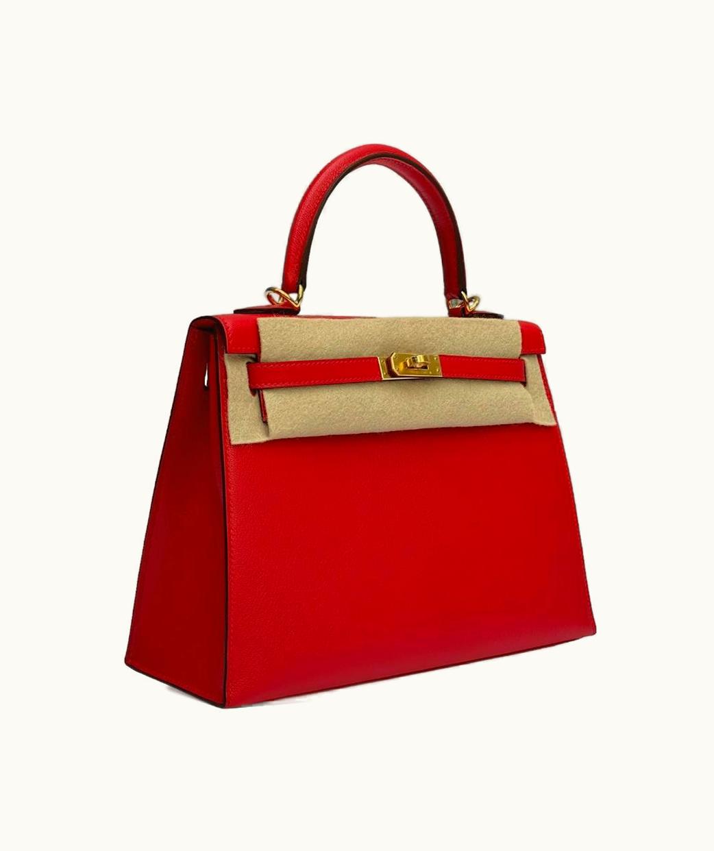 Hermès Hermès Kelly 25cm - Rouge de Coeur - Clemence - Sellier - Gold (GHW)