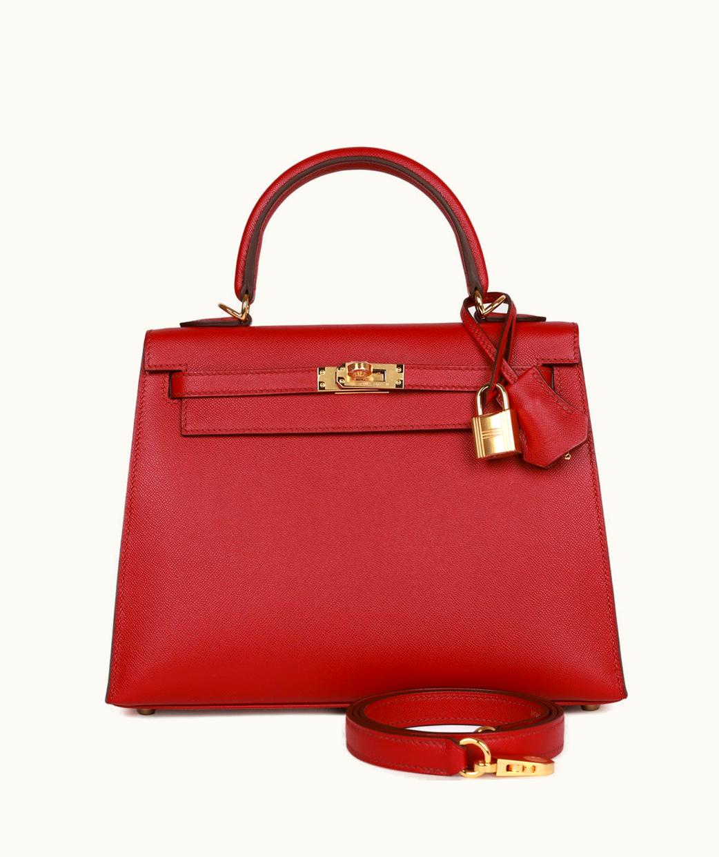 Hermès Hermès Kelly 25cm - Rubis - Togo - Sellier - Gold (GHW)