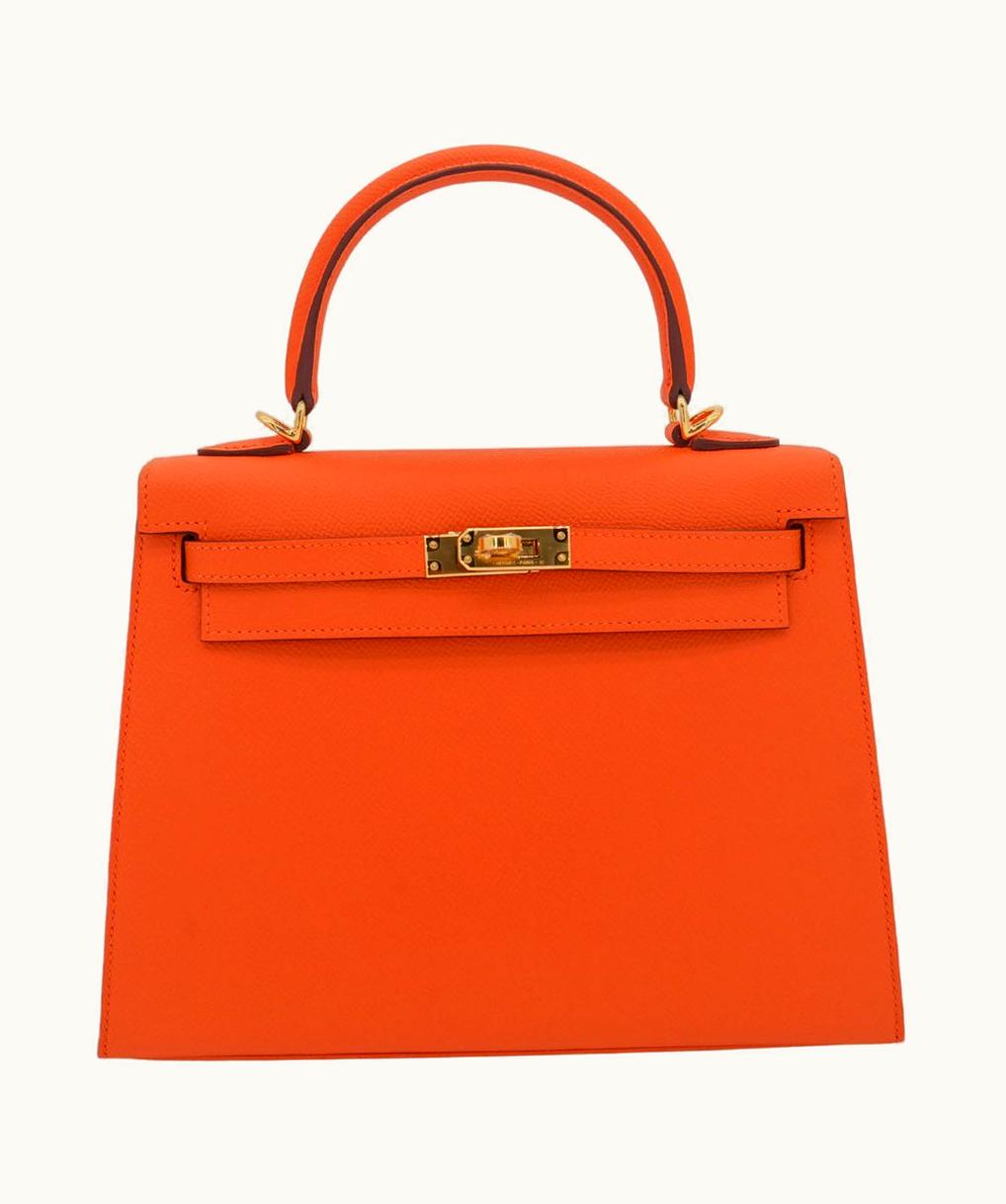 Hermès Hermès Kelly 25cm - Orange - Togo - Sellier - Gold (GHW)