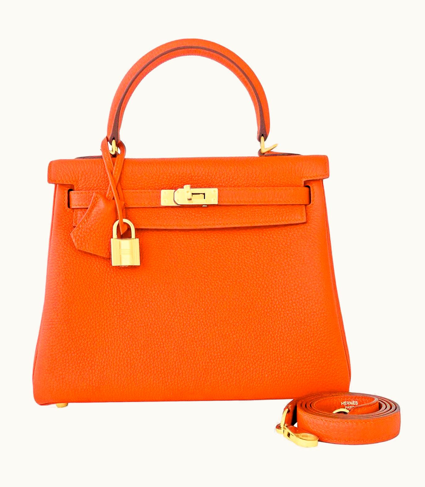 Hermès Hermès Kelly 25cm - Feu - Clemence - Retourne - Gold (GHW)