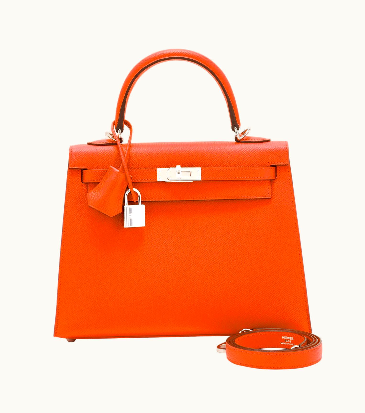 Hermès Hermès Kelly 25cm - Feu - Clemence - Sellier - Palladium (PHW)