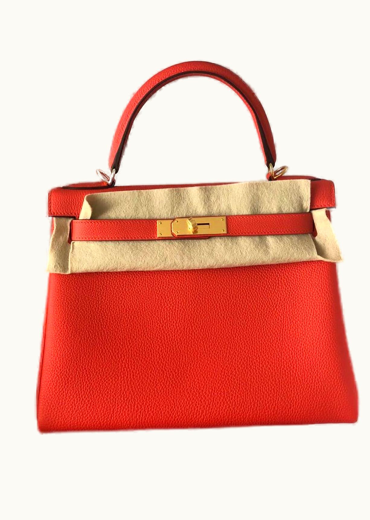 Hermès Hermès Kelly 25cm - Capucine - Togo - Retourne - Gold (GHW)