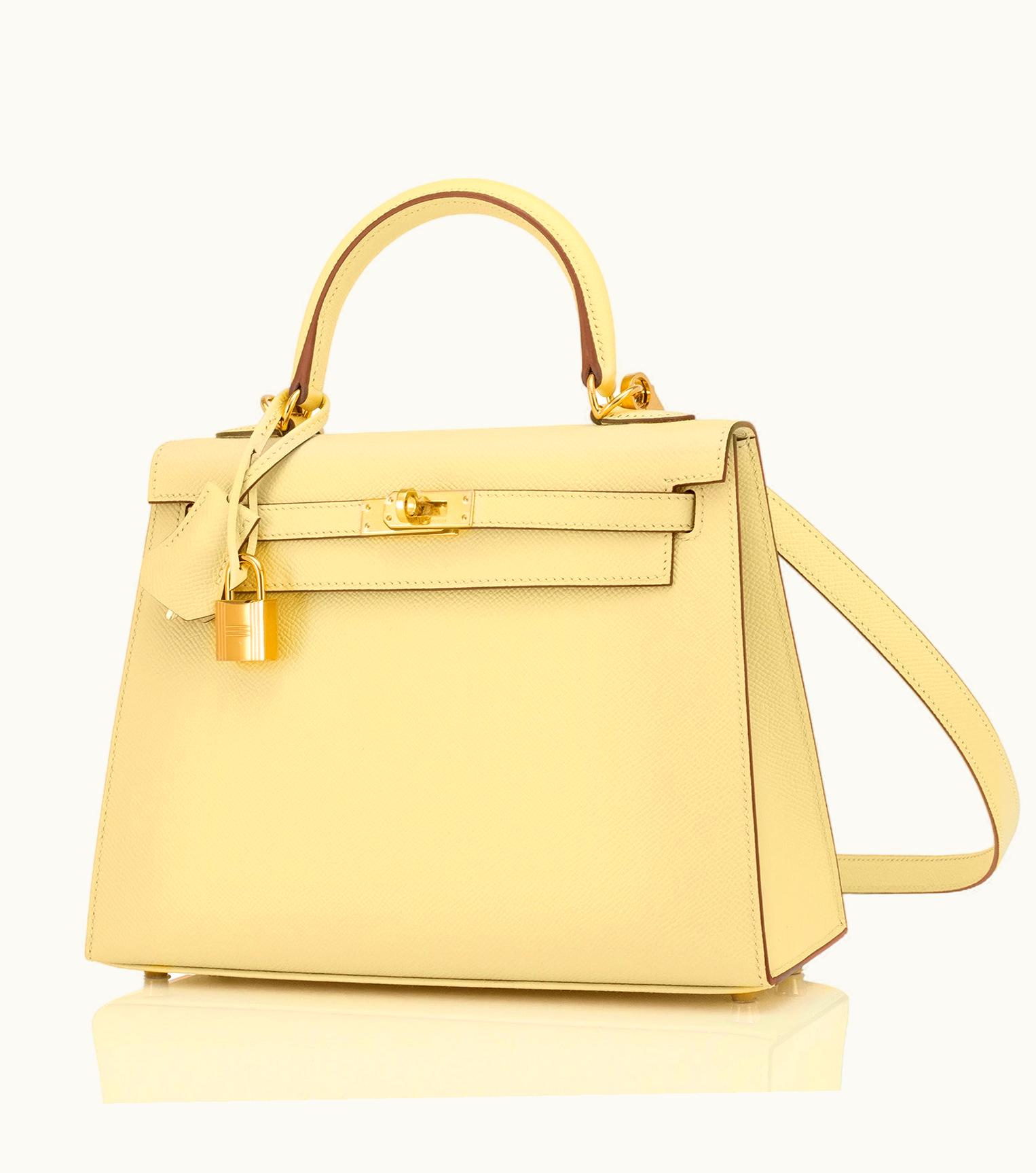 Hermès Hermès Kelly 25cm - Jaune Poussin - Swift - Retourne - Gold (GHW)