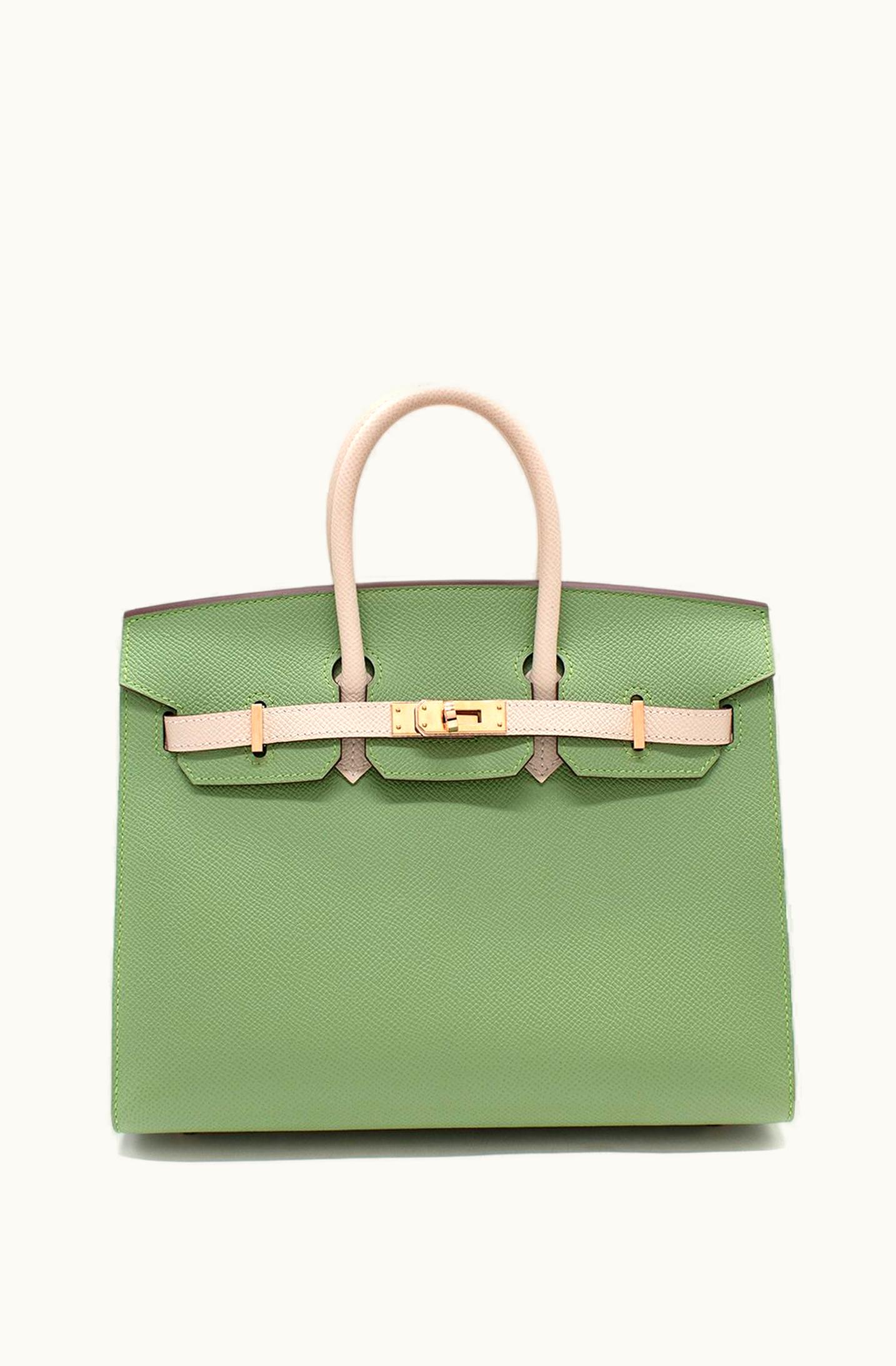 Hermès Hermès Kelly 25cm - Vert Criquet - Clemence - Sellier - Gold (GHW)