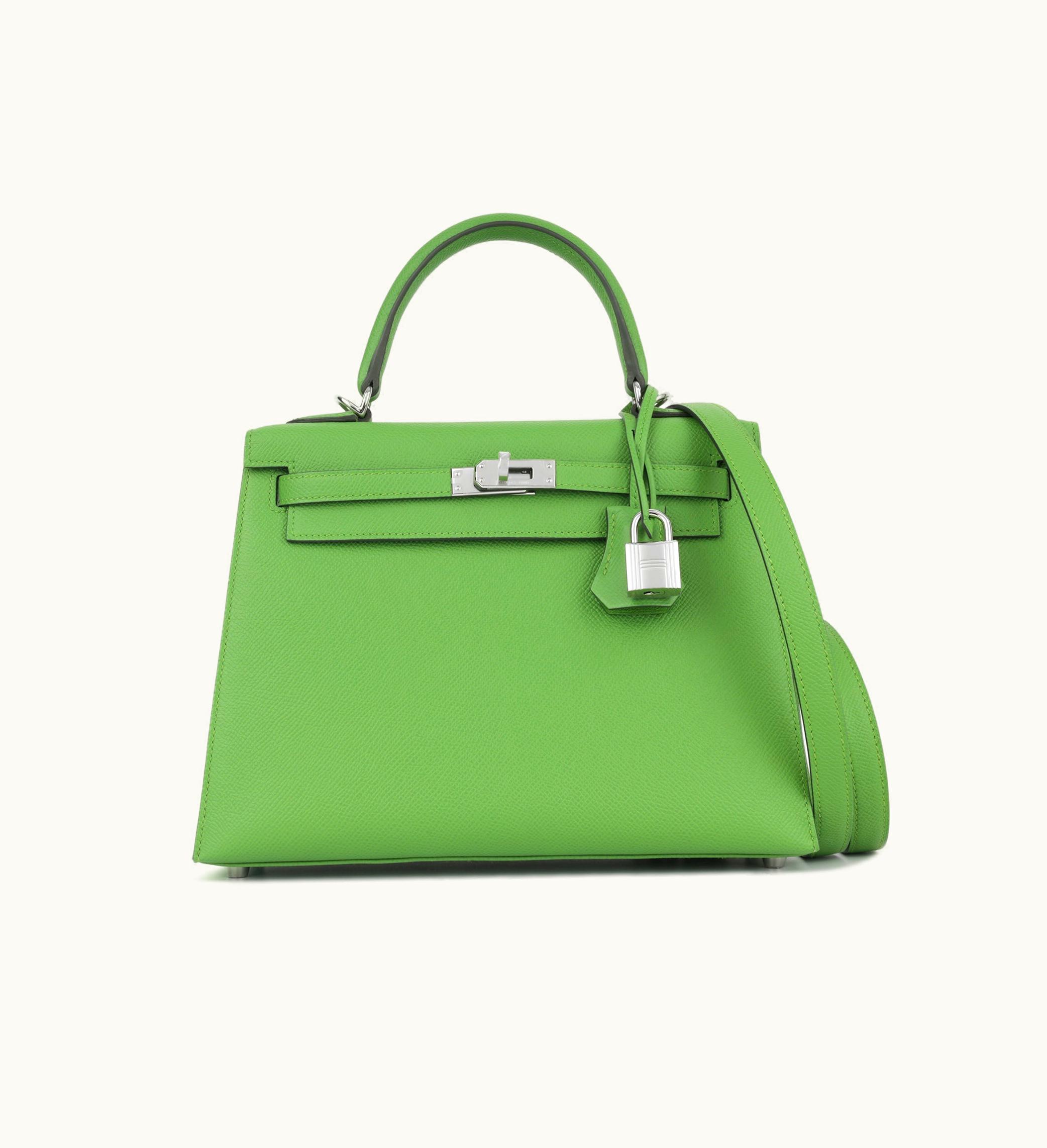 Hermès Hermès Kelly 25cm - Vert Yucca - Clemence - Sellier - Palladium (PHW)