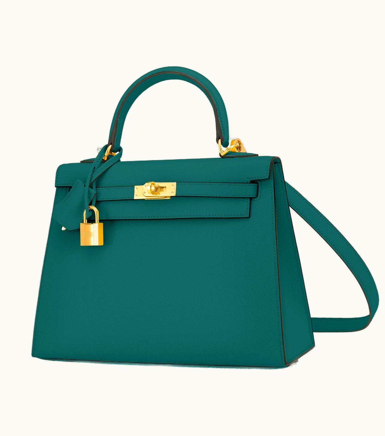 Hermès Hermès Kelly 25cm - Malachite - Clemence - Retourne - Gold (GHW)