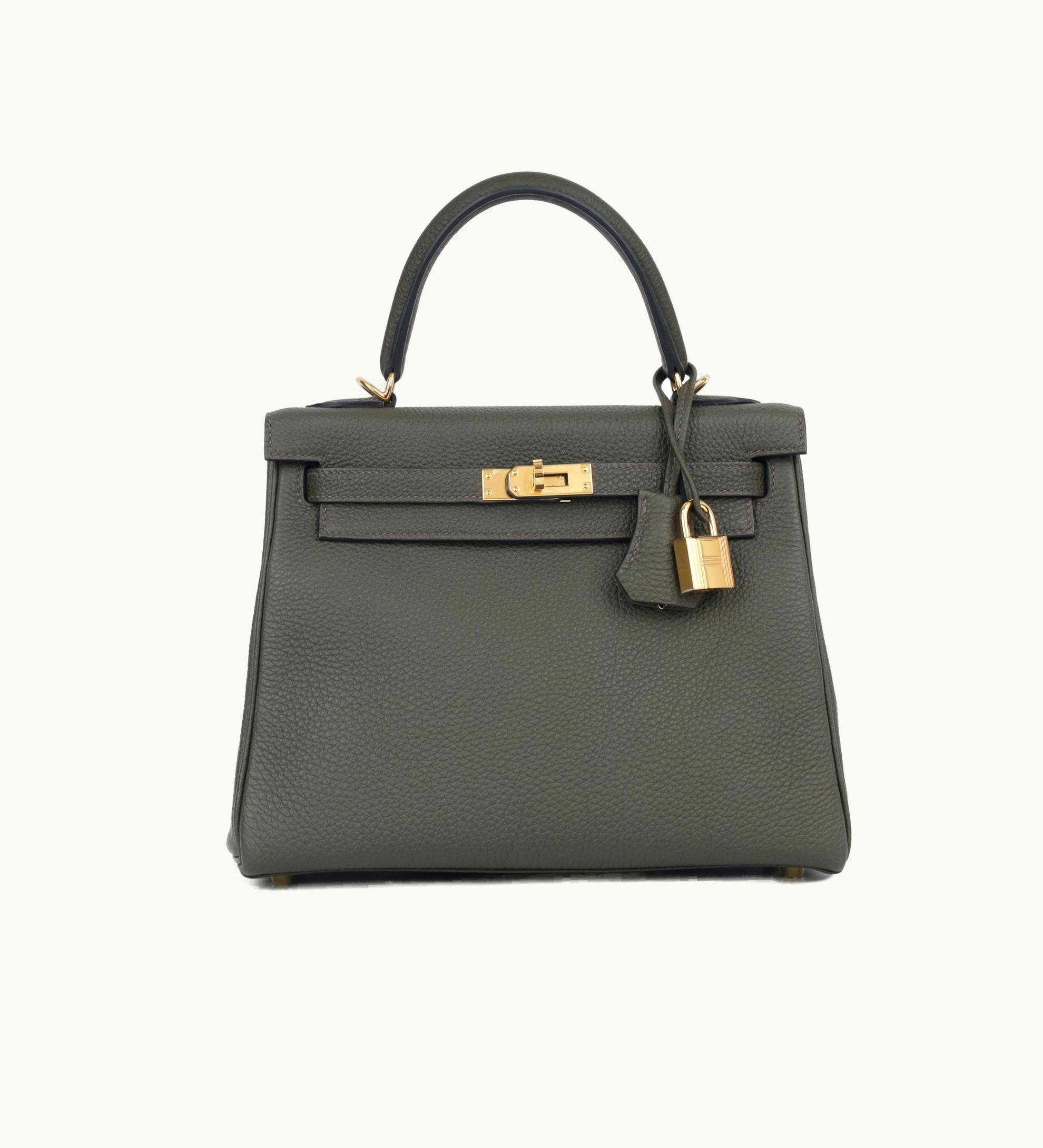 Hermès Hermès Kelly 25cm - Vert de Gris - Clemence - Retourne - Gold (GHW)