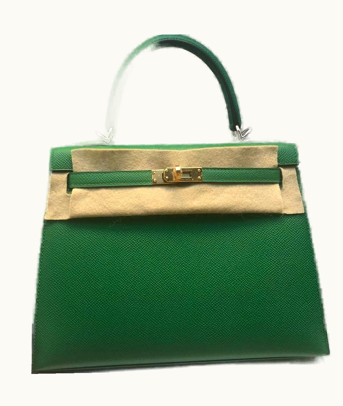 Hermès Hermès Kelly 25cm - Cactus - Clemence - Retourne - Gold (GHW)