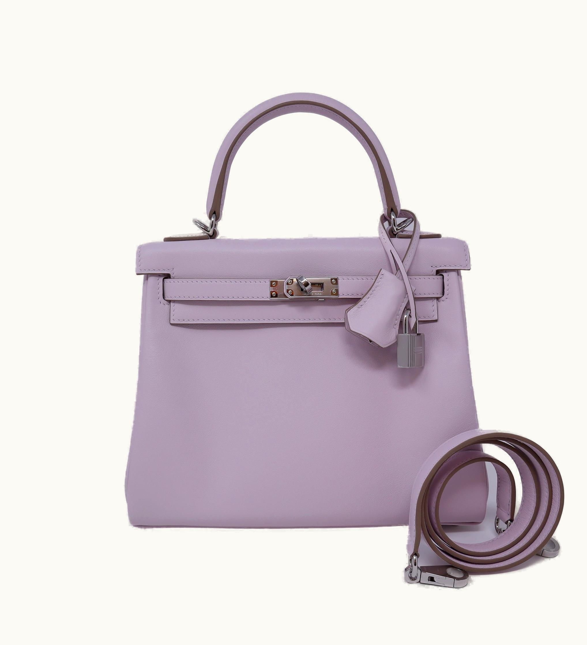 Hermès Hermès Kelly 25cm - Mauve Pale - Clemence - Retourne - Gold (GHW)