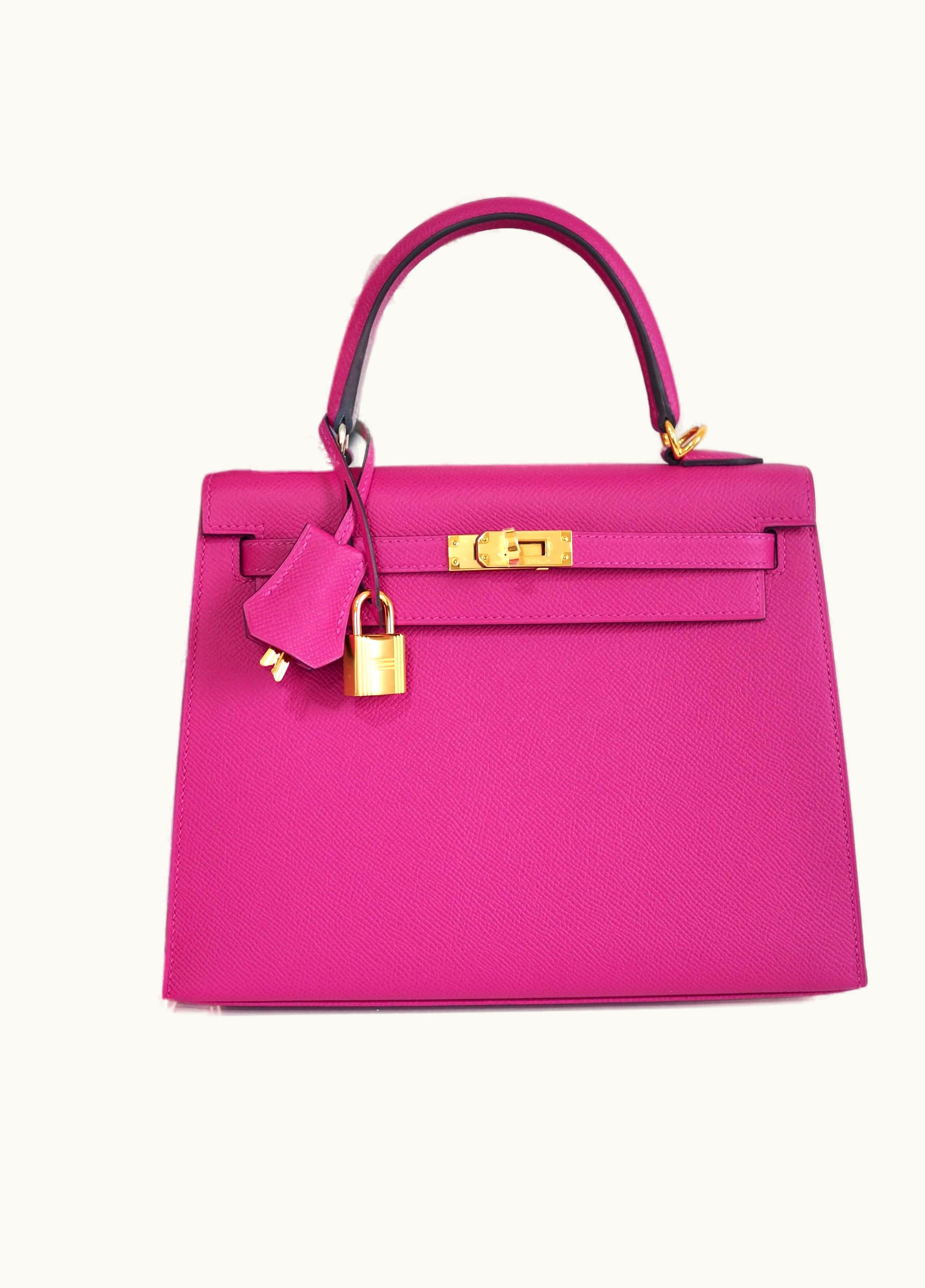 Hermès Hermès Kelly 25cm - Rose Pourpre - Clemence - Sellier - Gold (GHW)