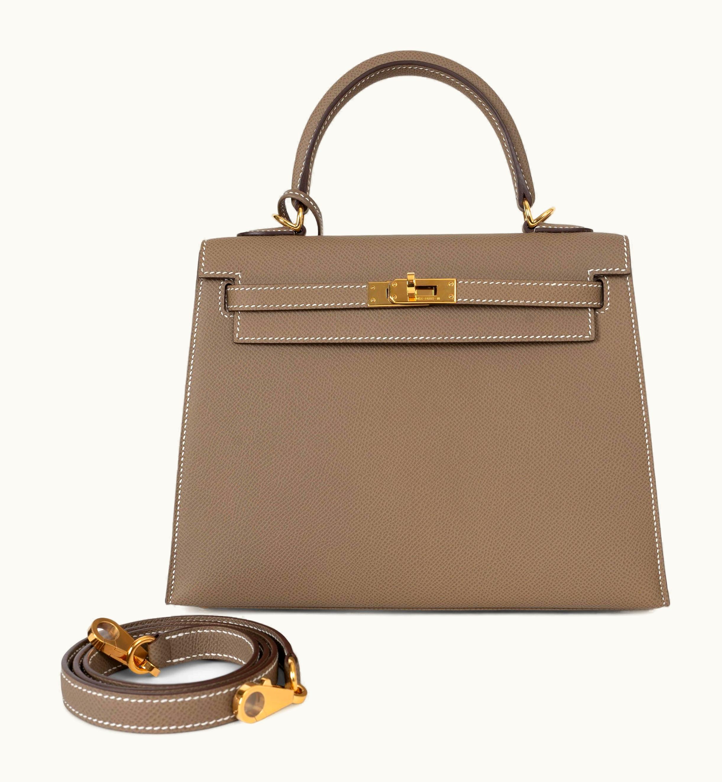 Hermès Hermès Kelly 25cm - Etoupe - Swift - Retourne - Gold (GHW)