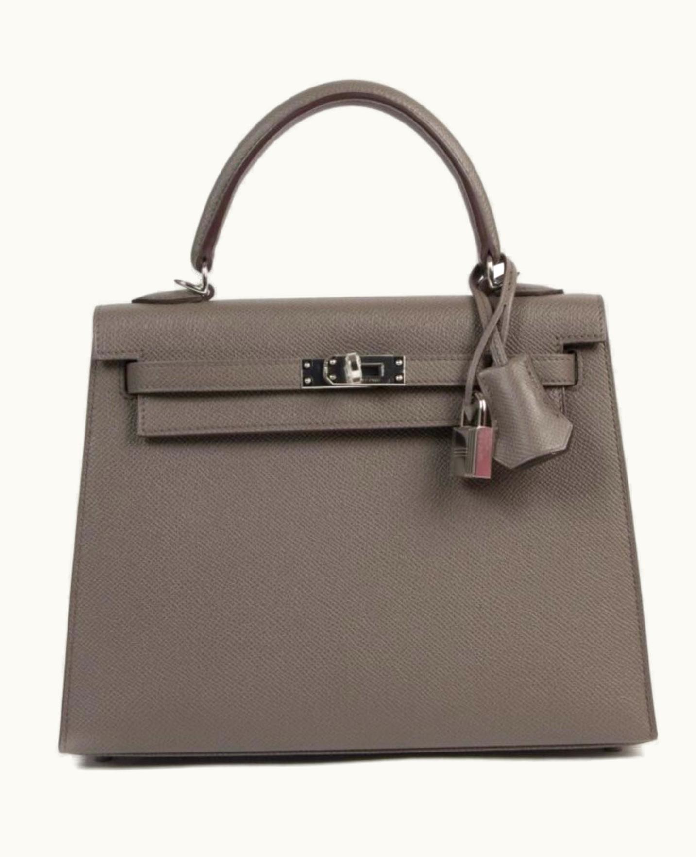 Hermès Hermès Kelly 25cm - Etain - Clemence - Sellier - Palladium (PHW)