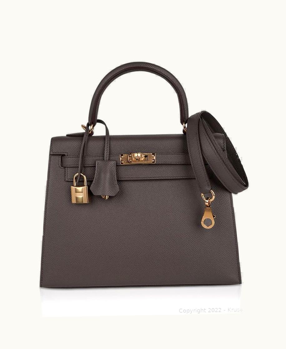 Hermès Hermès Kelly 25cm - Etain - Togo - Sellier - Gold (GHW)