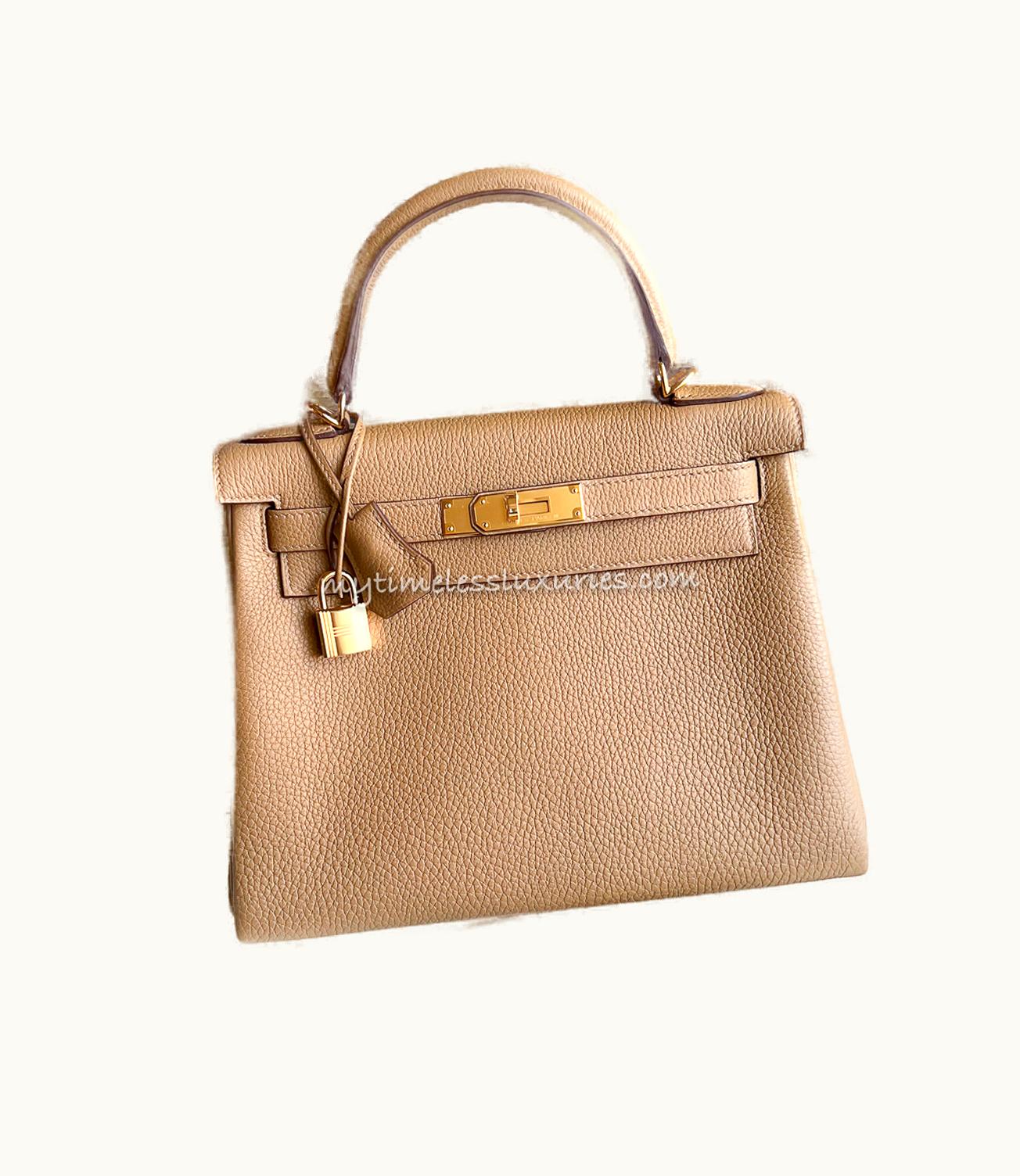 Hermès Hermès Kelly 25cm - Biscuit - Epsom - Retourne - Gold (GHW)