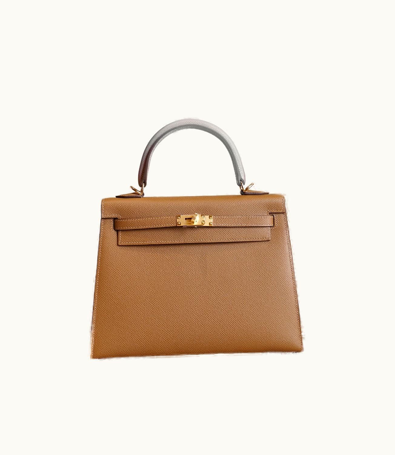 Hermès Hermès Kelly 25cm - Alezan - Clemence - Sellier - Gold (GHW)