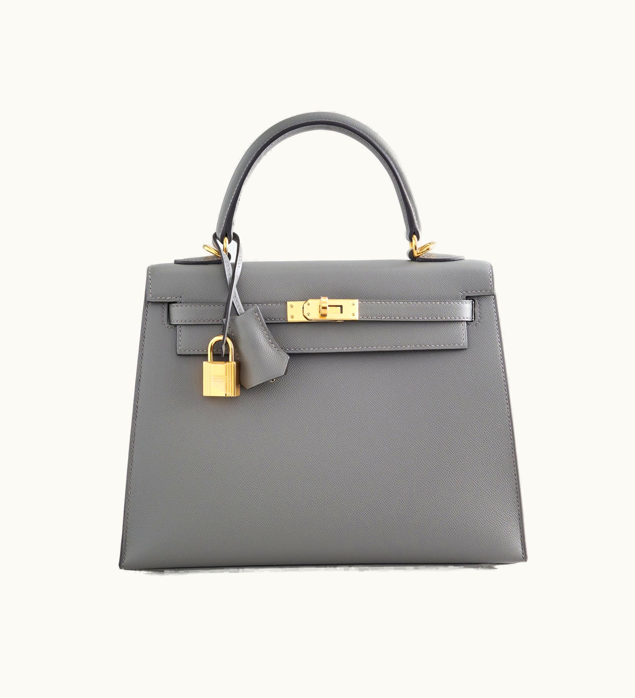 Hermès Hermès Kelly 25cm - Gris Meyer - Togo - Sellier - Gold (GHW)
