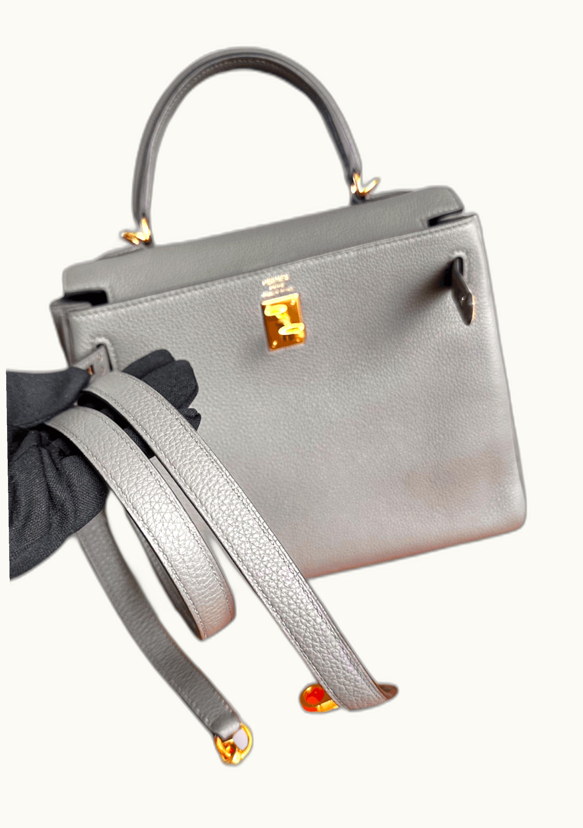 Hermès Hermès Kelly 25cm - Gris Meyer - Swift - Retourne - Gold (GHW)