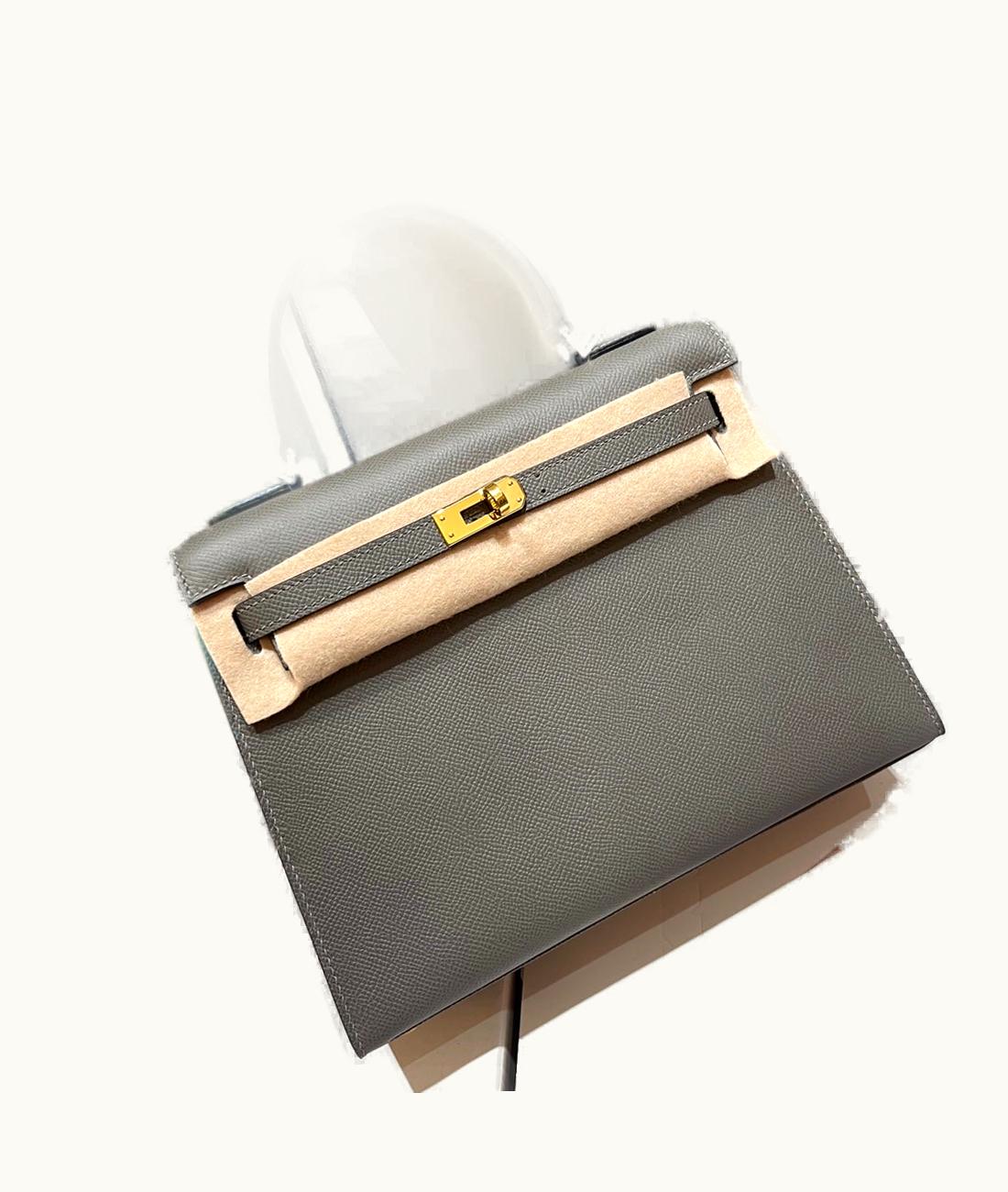 Hermès Hermès Kelly 25cm - Gris Mouette - Clemence - Sellier - Gold (GHW)