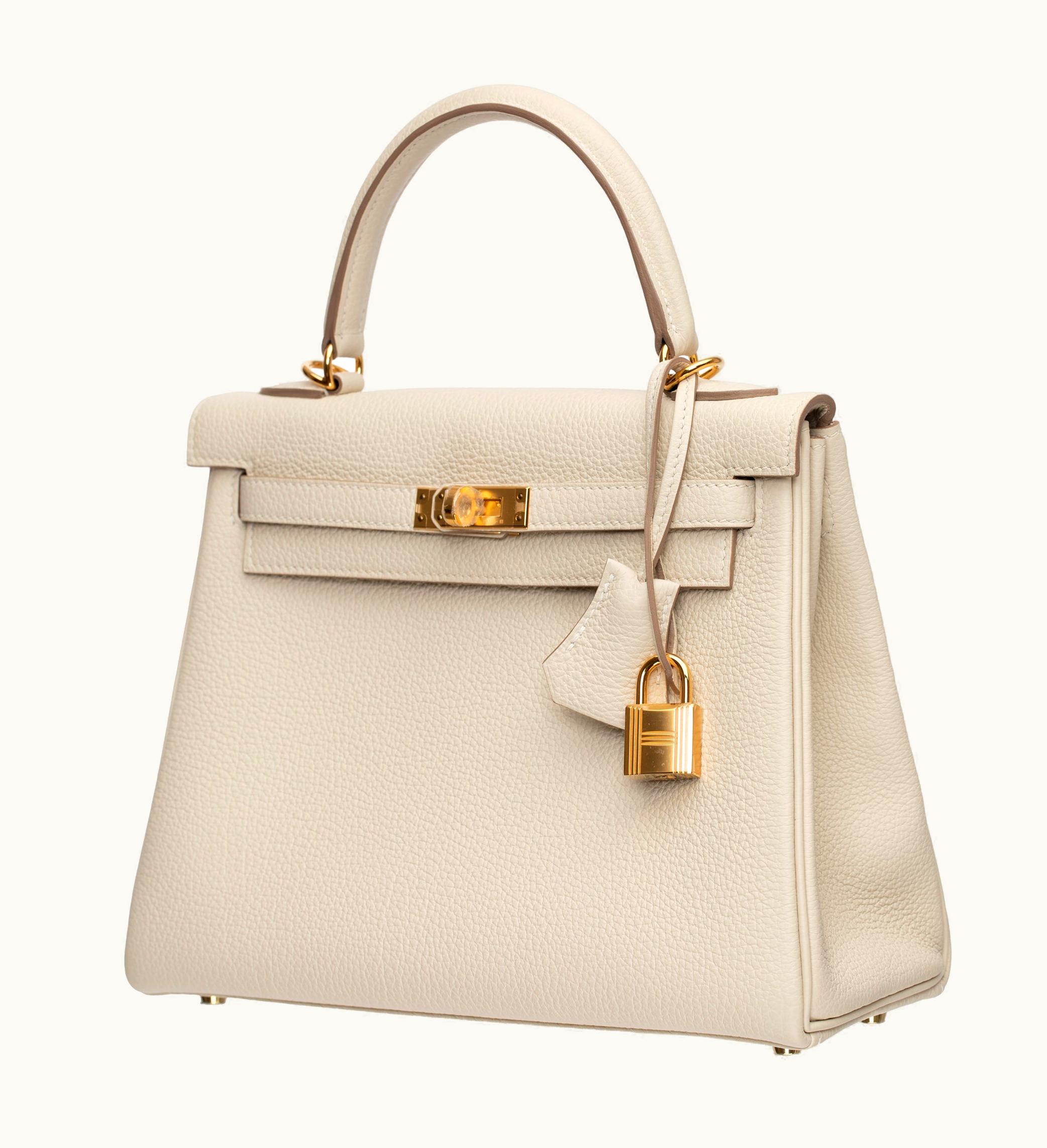 Hermès Hermès Kelly 25cm - Craie - Clemence - Retourne - Gold (GHW)