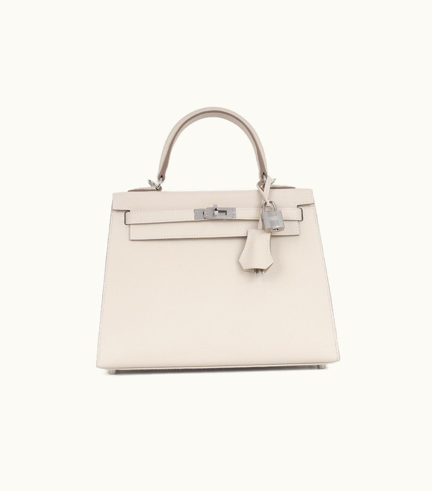 Hermès Hermès Kelly 25cm - Craie - Epsom - Retourne - Palladium (PHW)