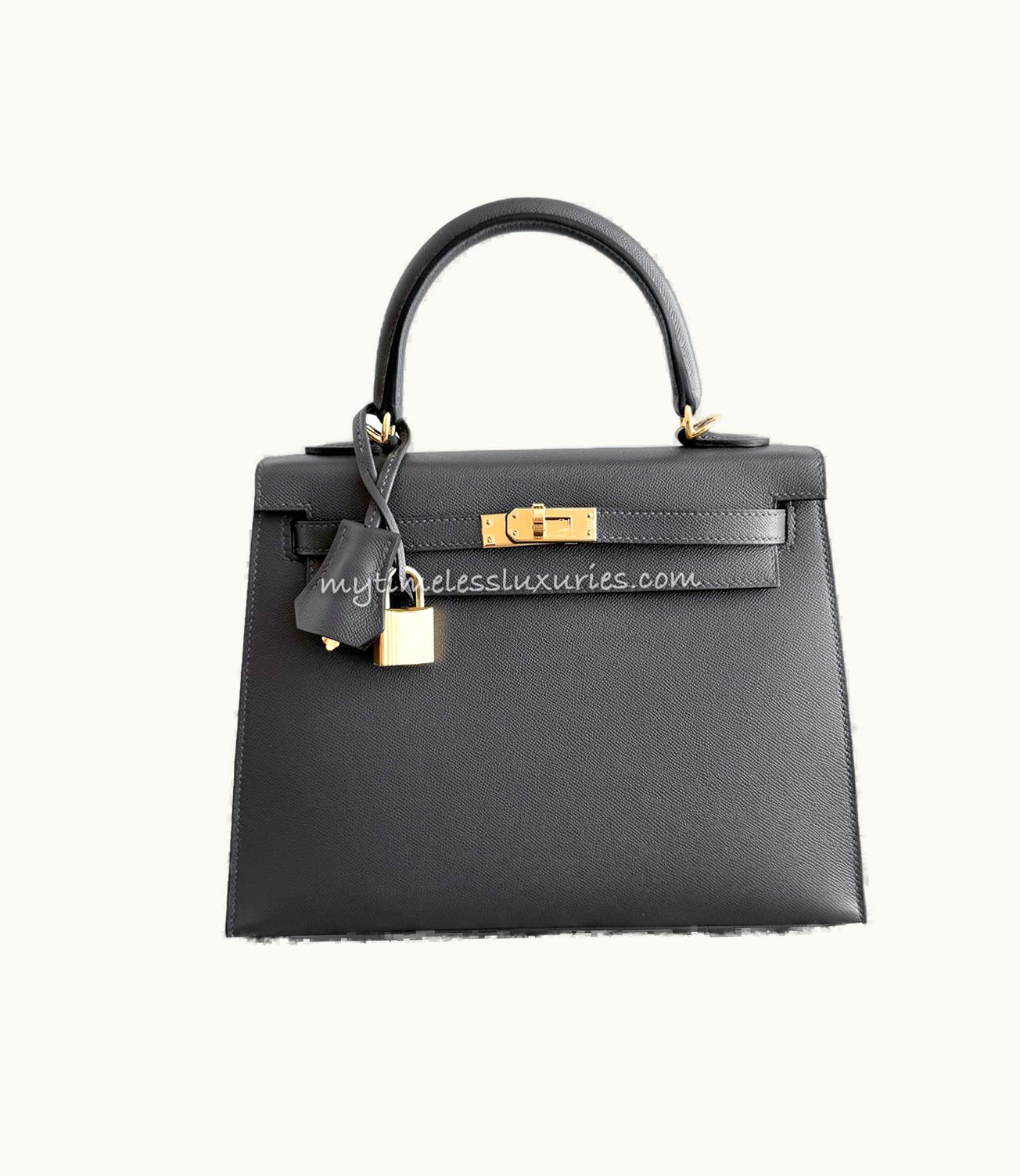 Hermès Hermès Kelly 25cm - Graphite - Clemence - Sellier - Gold (GHW)
