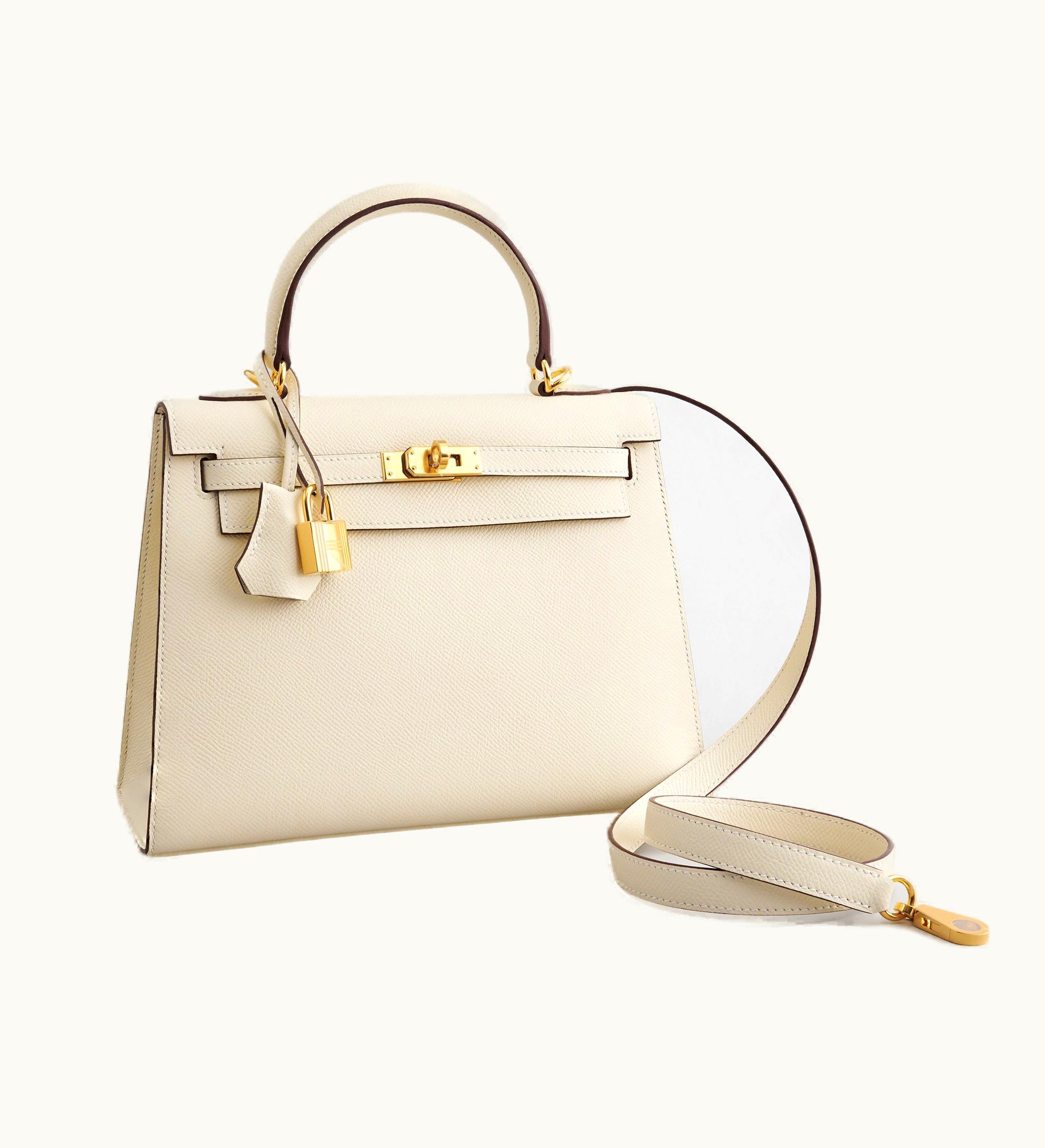 Hermès Hermès Kelly 25cm - Nata - Epsom - Sellier - Gold (GHW)