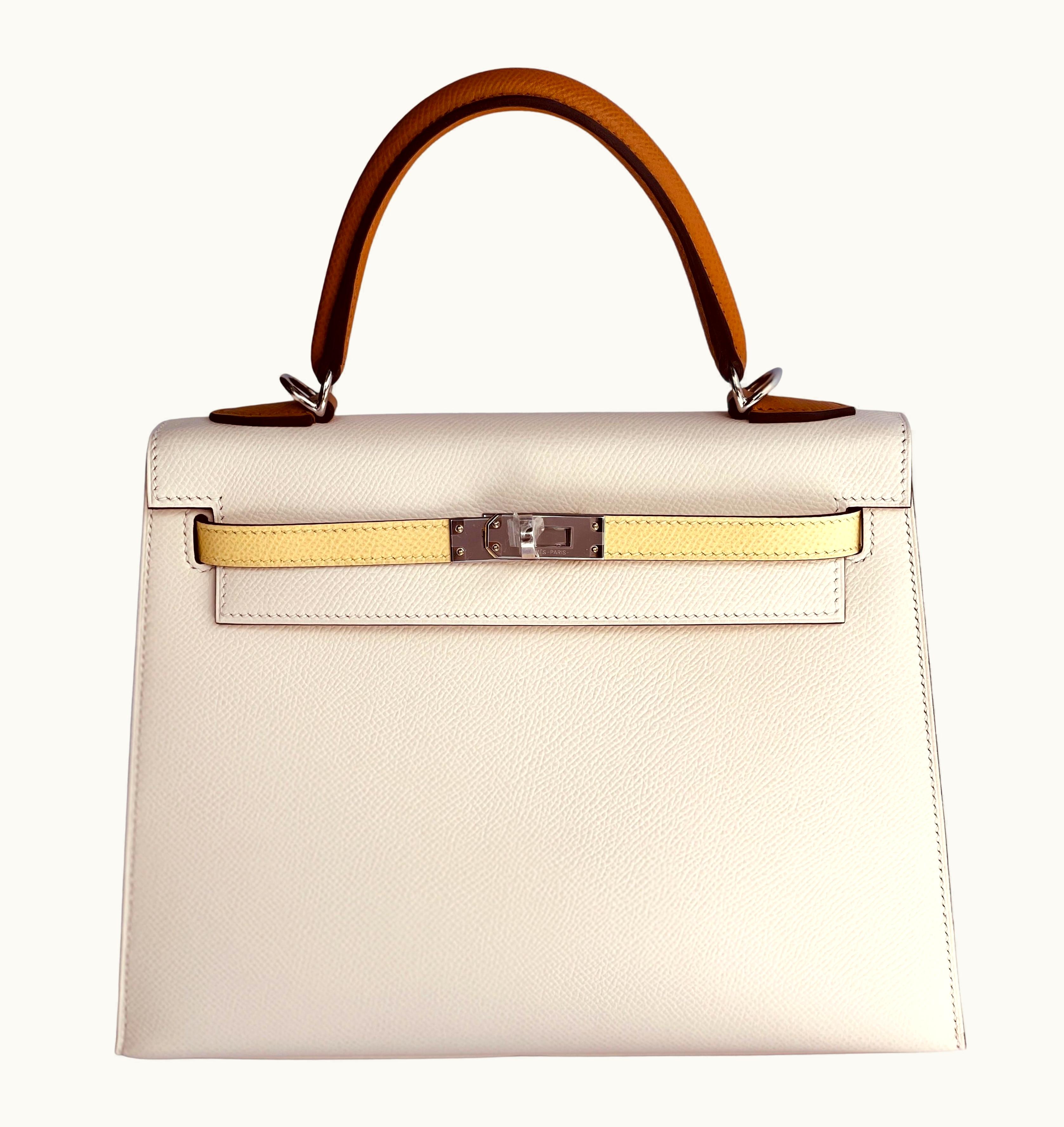 Hermès Hermès Kelly 25cm - Nata - Swift - Sellier - Palladium (PHW)