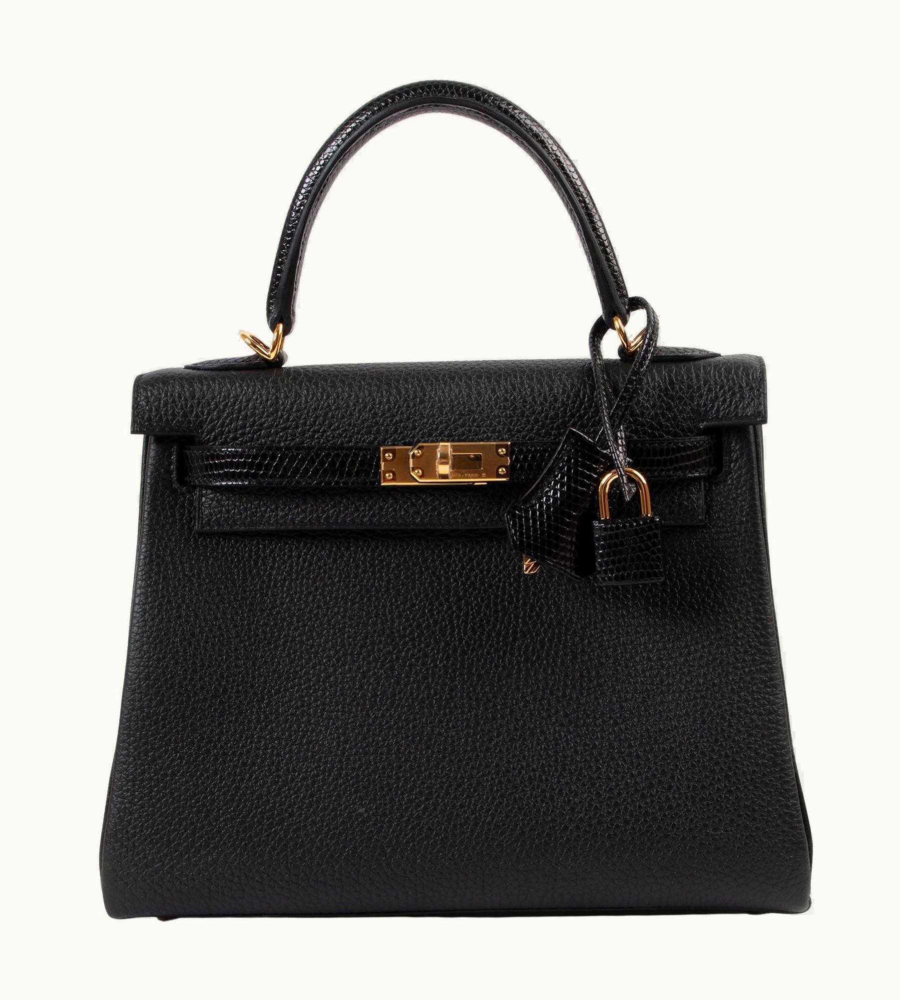 Hermès Hermès Kelly 25cm - Noir - Clemence - Retourne - Gold (GHW)
