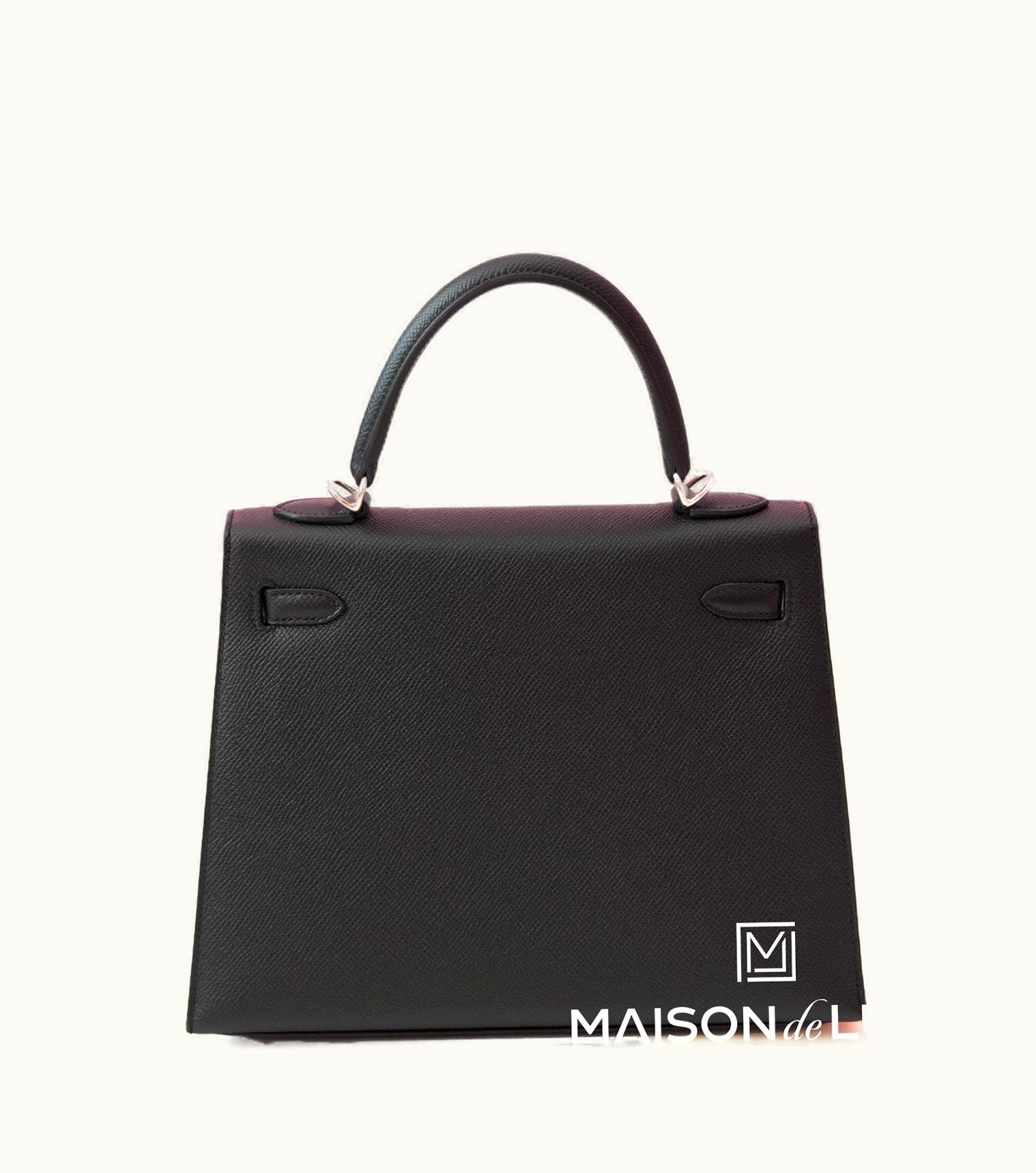 Hermès Hermès Kelly 25cm - Noir - Clemence - Sellier - Palladium (PHW)
