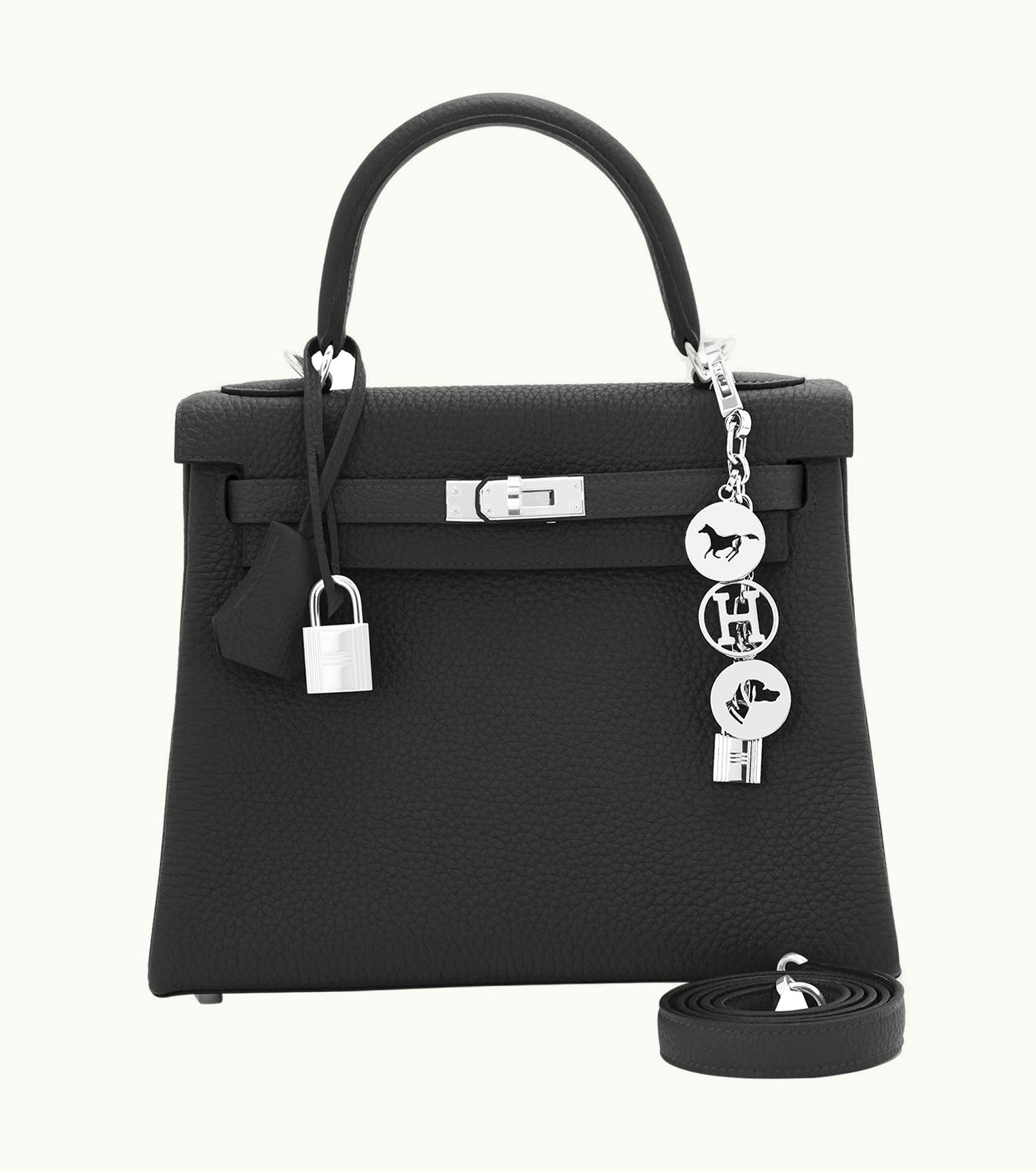 Hermès Hermès Kelly 25cm - Black - Clemence - Retourne - Palladium (PHW)