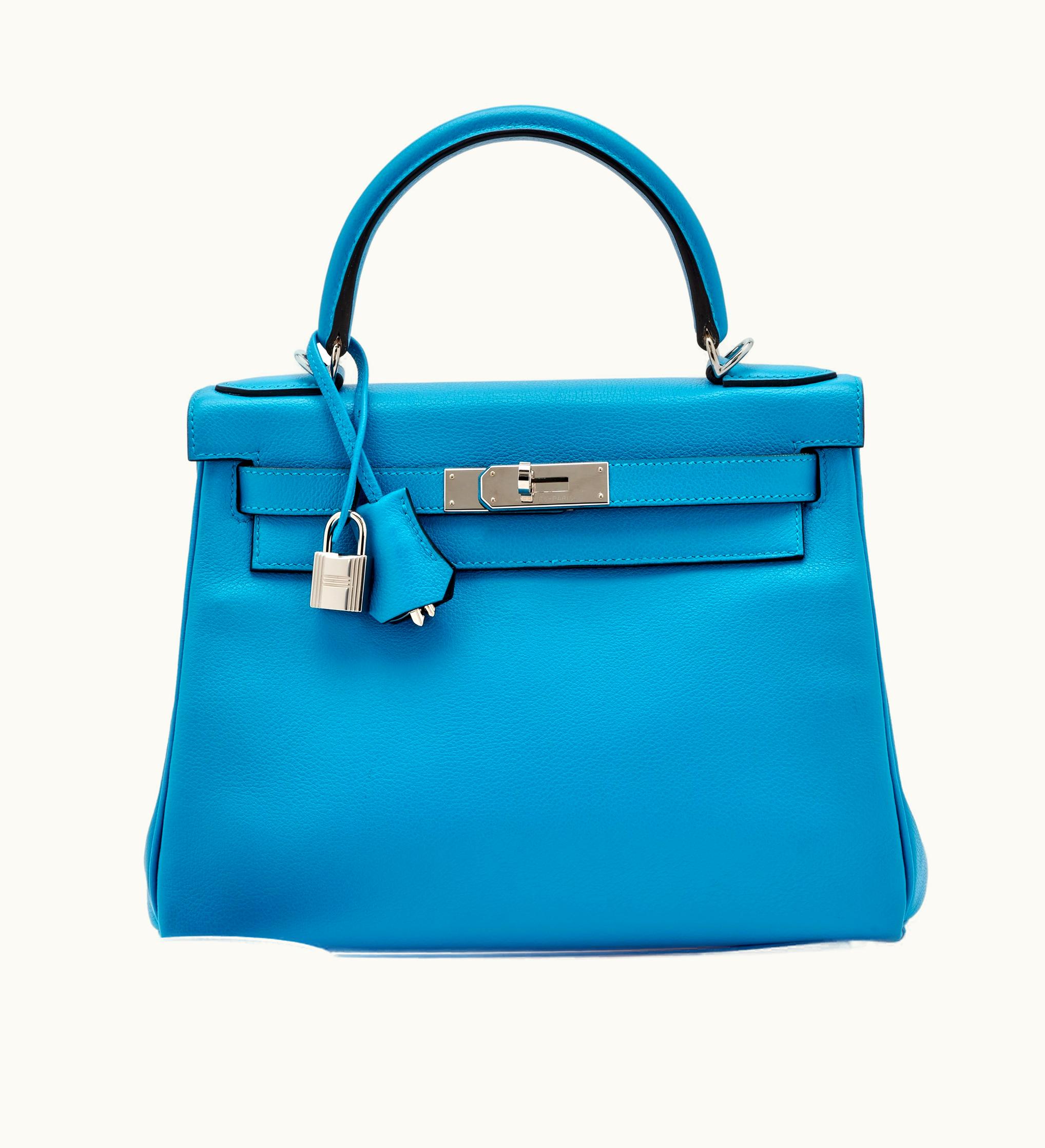 Hermès Hermès Kelly 28cm - Bleu Frida - Clemence - Retourne - Palladium (PHW)