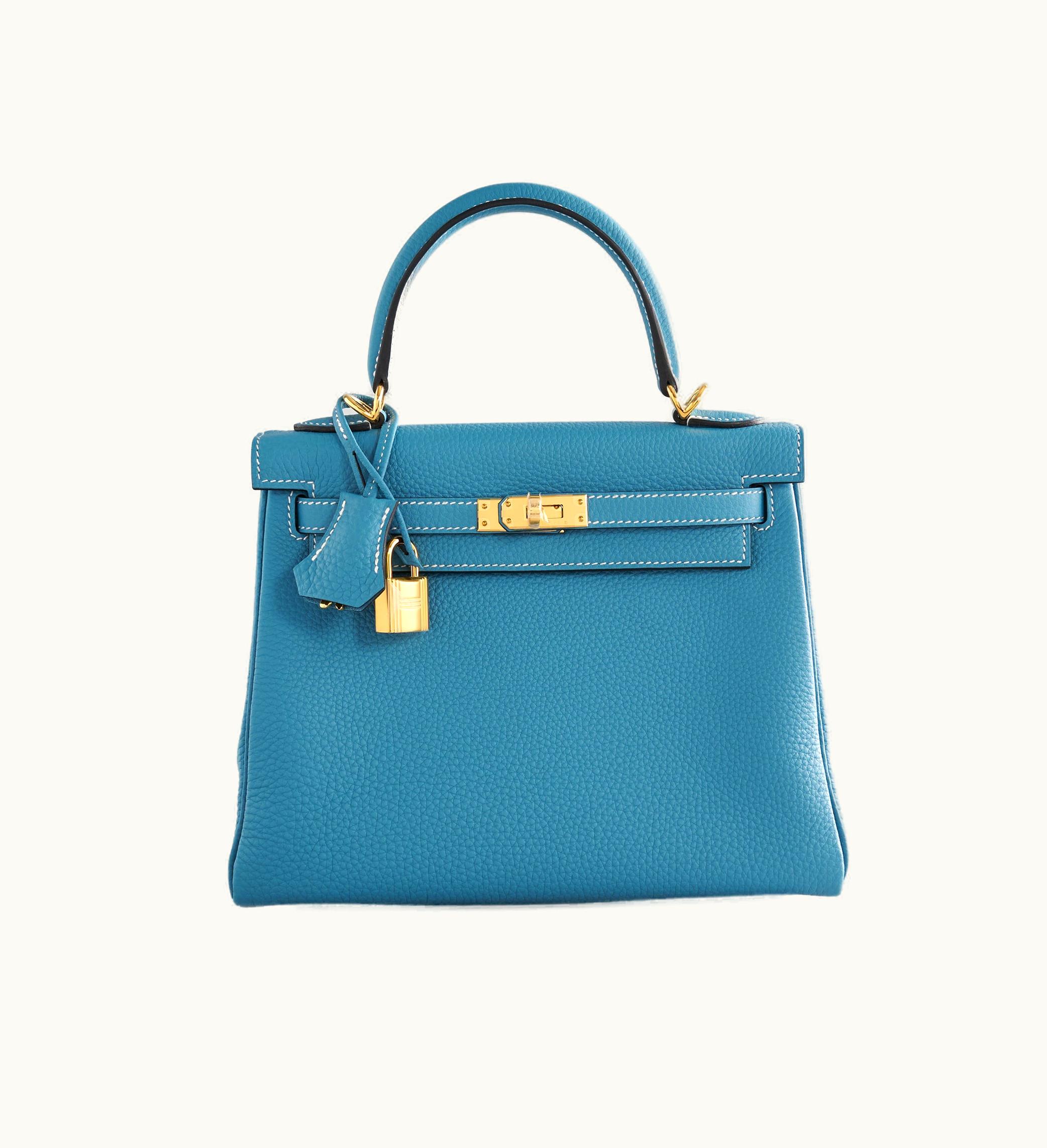 Hermès Hermès Kelly 28cm - Bleu Jean - Clemence - Retourne - Gold (GHW)
