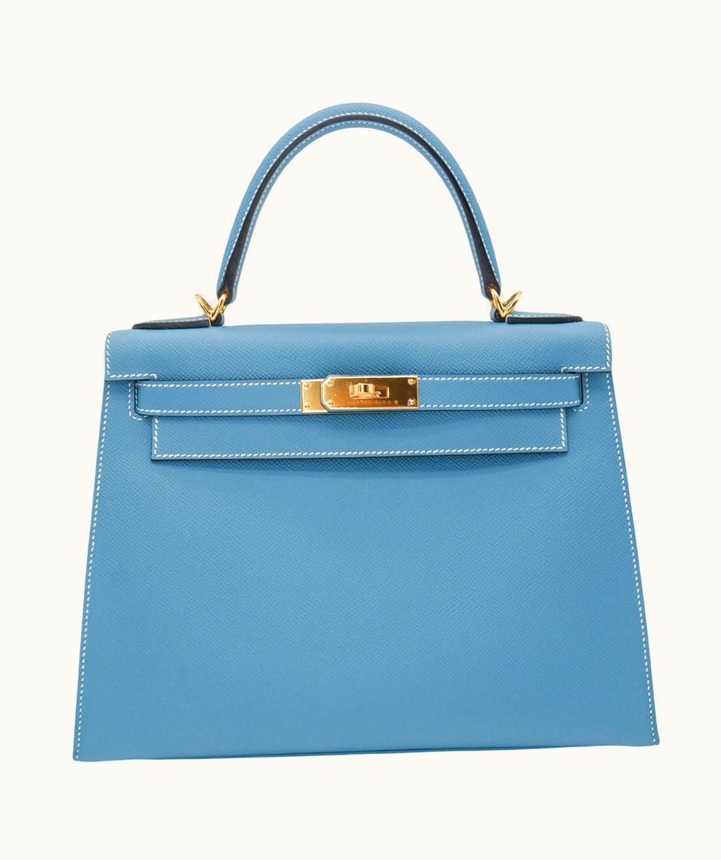 Hermès Hermès Kelly 28cm - Bleu Jean - Clemence - Sellier - Gold (GHW)