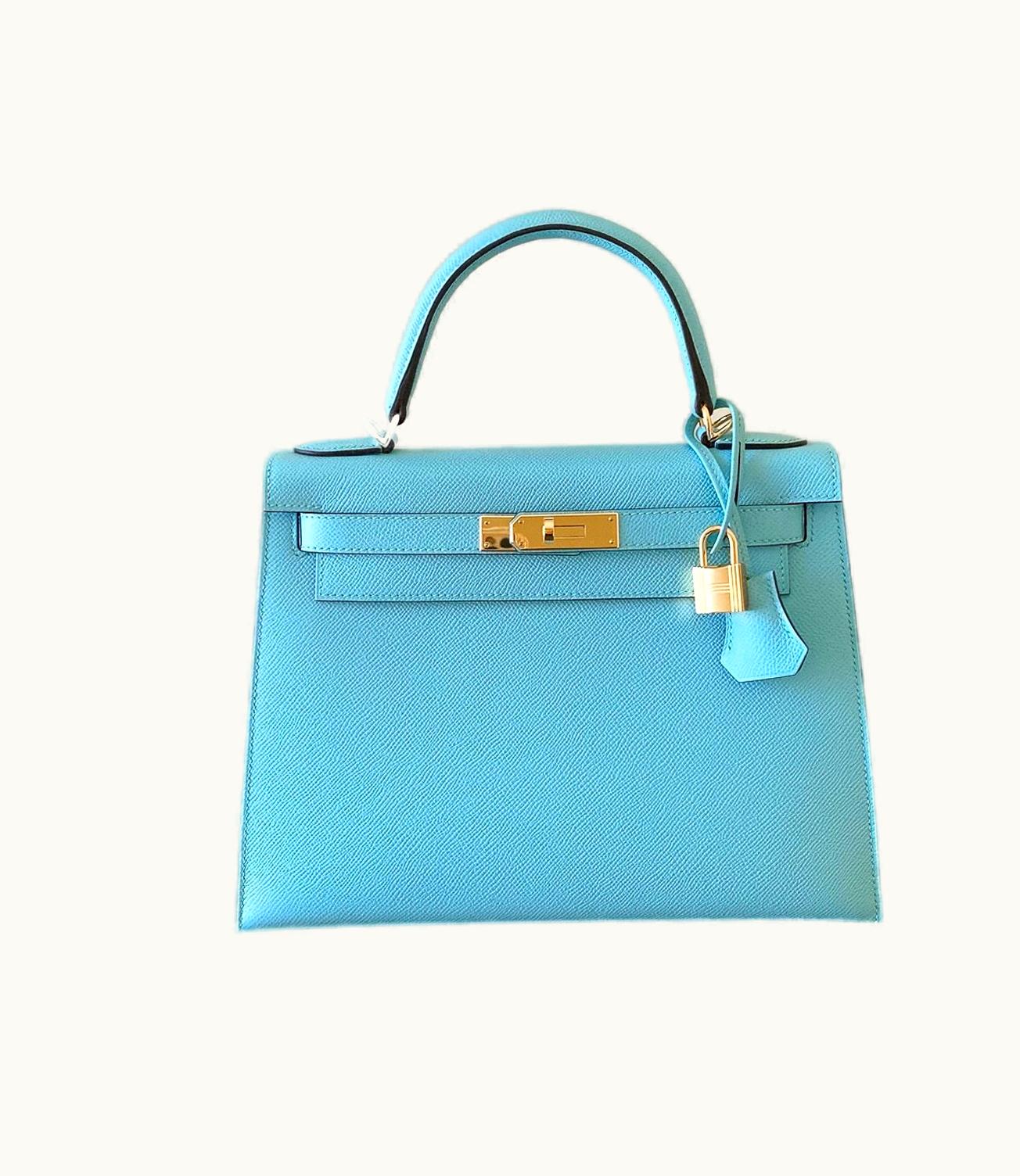 Hermès Hermès Kelly 28cm - Bleu Atoll - Togo - Sellier - Gold (GHW)