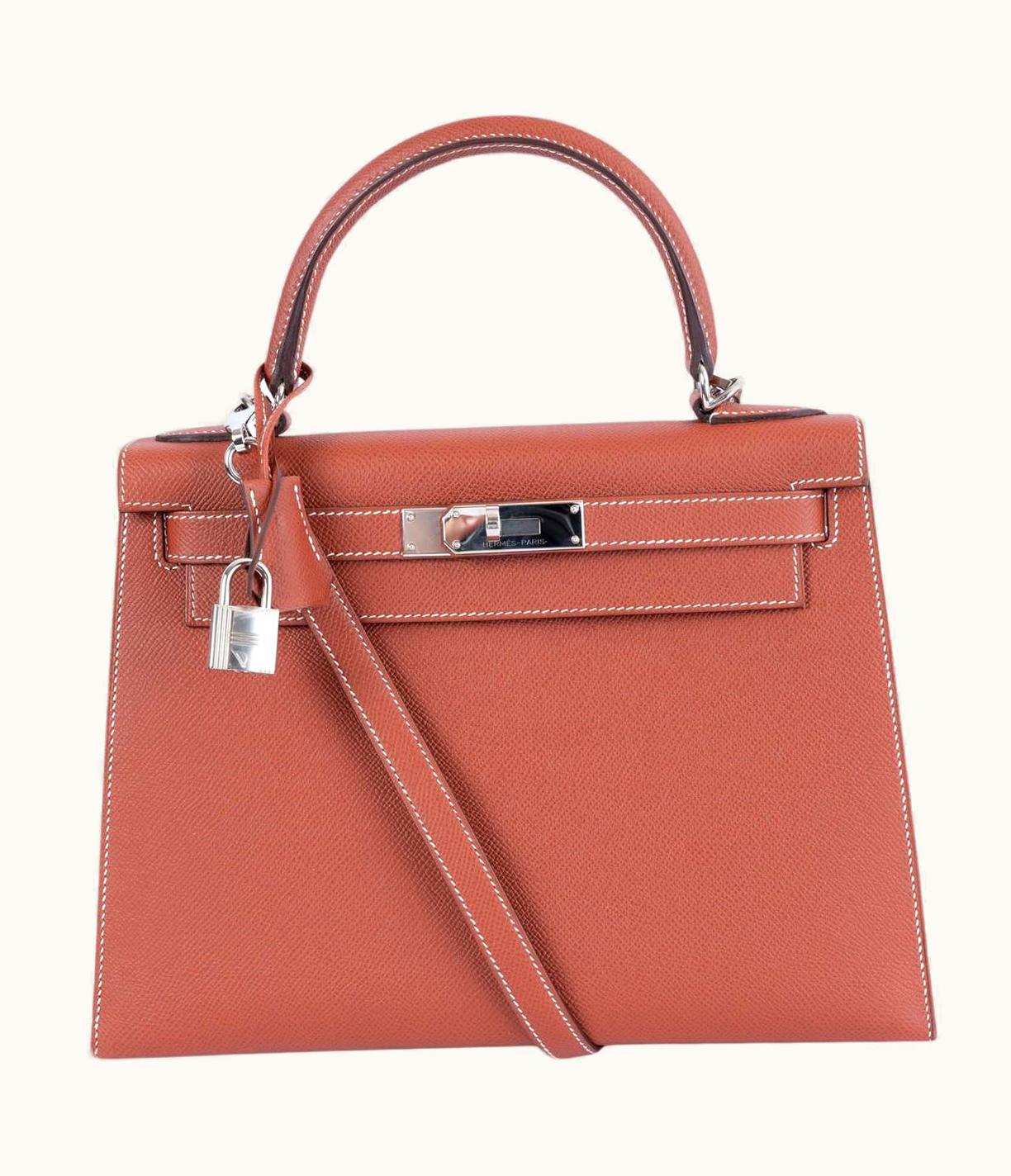 Hermès Hermès Kelly 28cm - Sienne - Clemence - Retourne - Palladium (PHW)